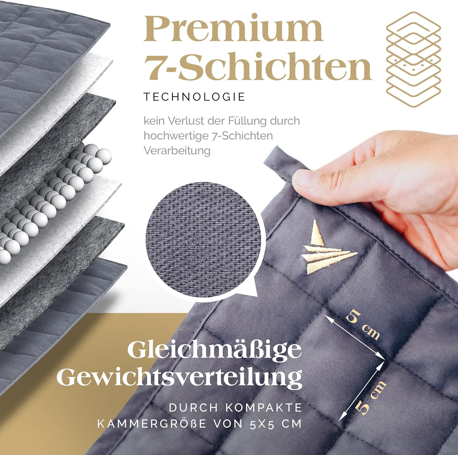 Akroma Premium Gewichtsdecke 155 x 220 cm 9 kg – Anti-Stress-Therapiedecke – schwere Bettdecke für besseren Schlaf – Entspannungsdecke gegen Schlafstörungen – 100 % Baumwolle (ÖkoTex) – Gewichtsdecke – Bild 6