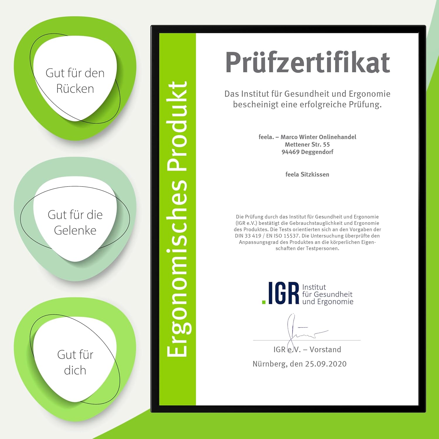 Feela.® Orthopädisches Sitzkissen, 3 Härtegrade, ergonomisches Sitzkissen für Bürostuhl etc., lindert Schmerzen, erhöht den Sitzkomfort, fördert die Durchblutung und entlastet das Steißbein, mittel – Bild 8
