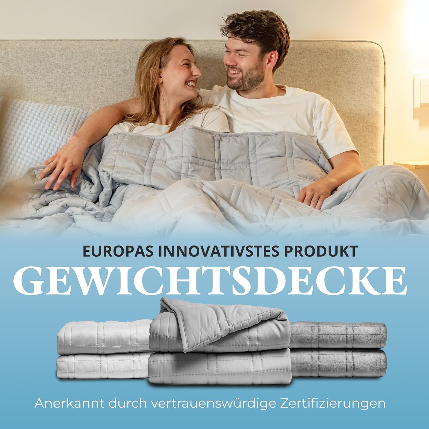 Ella Gewichtsdecke 150 x 200 cm, 7 kg, Anti-Stress-Therapiedecke, schwere Decke aus 100 % Baumwolle, Bettdecke für tiefen Schlaf & bessere Erholung, Gewichtsdecke für Männer, Frauen von 55–85 kg, grau – Bild 3