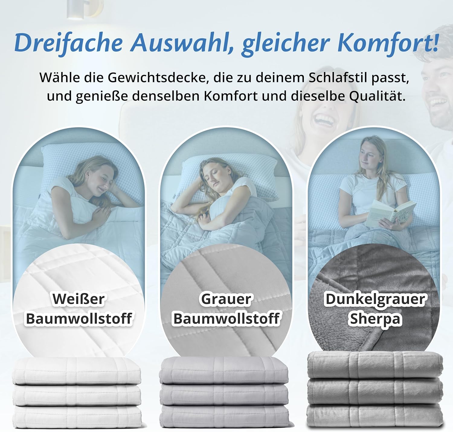 Ella Gewichtsdecke 150 x 200 cm, 7 kg, Anti-Stress-Therapiedecke, schwere Decke aus 100 % Baumwolle, Bettdecke für tiefen Schlaf & bessere Erholung, Gewichtsdecke für Männer, Frauen von 55–85 kg, grau – Bild 8