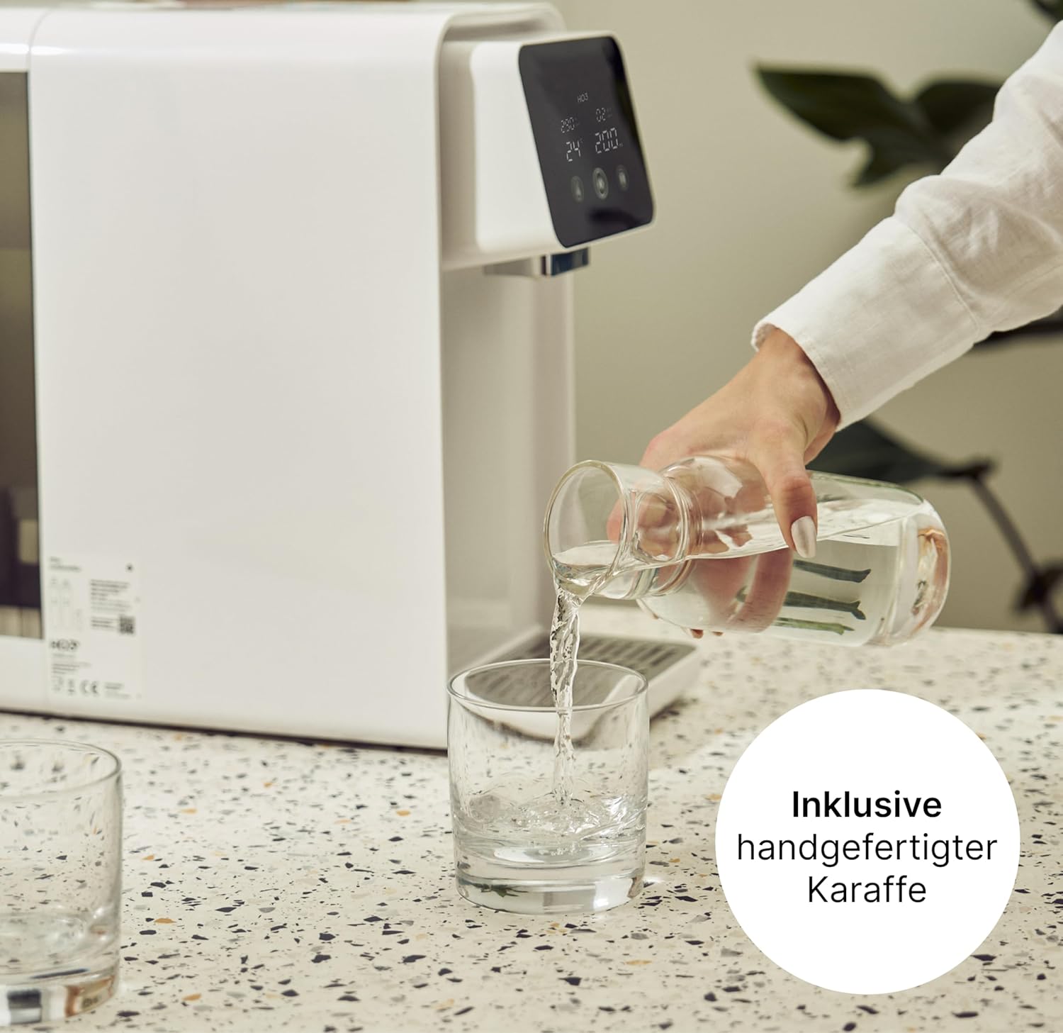 HO3 Home One Tisch-Osmoseanlage für Trinkwasser mit 4 Temperaturstufen (RT, 50, 85, 95 °C), 10 Stufen Wasserausstoß, mit Echtzeit-TDS, 8-stufiger Filterung und doppeltem Luma UV, Wasserfilter (weiß) – Bild 9