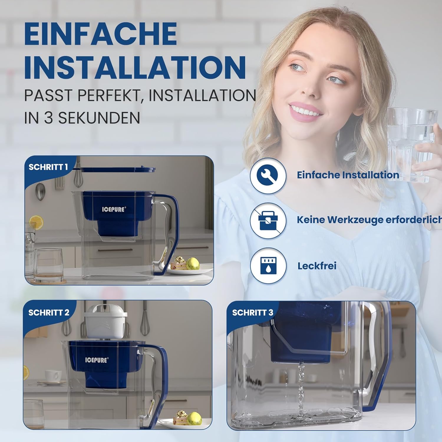 GOLDEN ICEPURE Wasserfilterkartuschen kompatibel mit Brita Maxtra+ Plus Maxtra Pro All-in-1, Wasserfilterkartuschen Ersatz für Mavea, Anna Duomax, Filtration zur Kalkentfernung, 9er-Pack – Bild 7