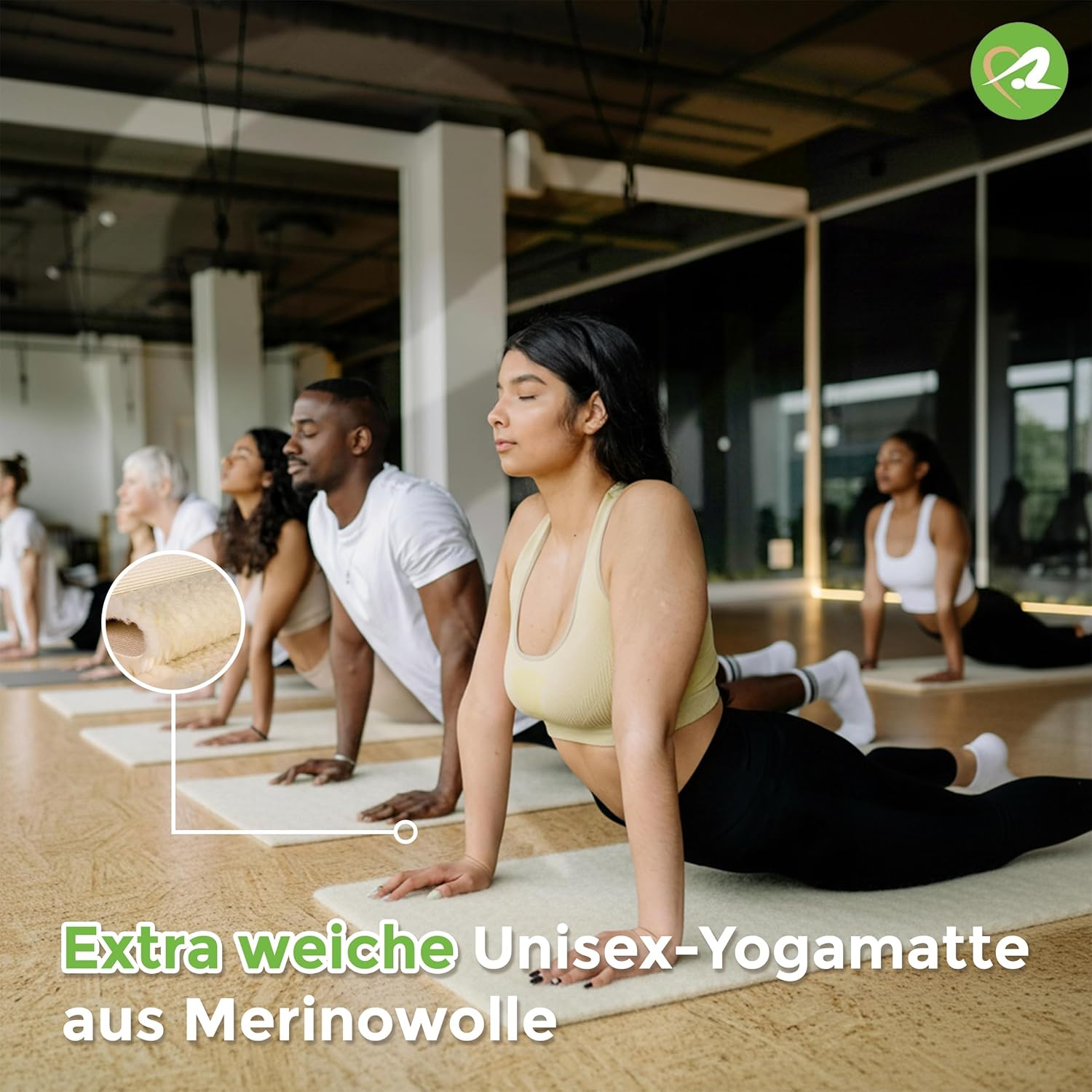 Yogamatte Professional 75 x 200 cm, natürlich gesäumtes Bindeband – Bild 5