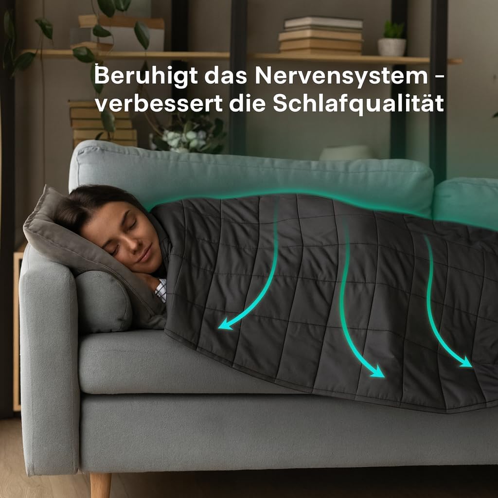 Gewichtsdecke 9 kg, Mikrofaser-Therapiedecke, 150 x 200 cm, 7-Lagen-System mit Glasperlen, Öko-Tex-zertifiziert, für besseren Schlaf und Stressabbau, Grau – Bild 4