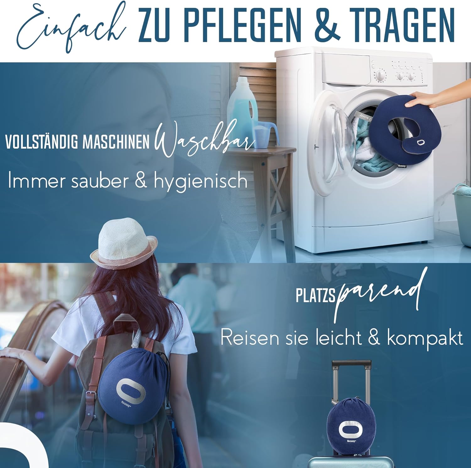 BCOZZY Nackenkissen für Reisen, bietet doppelte Unterstützung für Kopf, Nacken und Kinn in jeder Schlafposition auf Flügen, im Auto und zu Hause, bequemes Reisekissen, Größe L, schwarze Tinte – Bild 6
