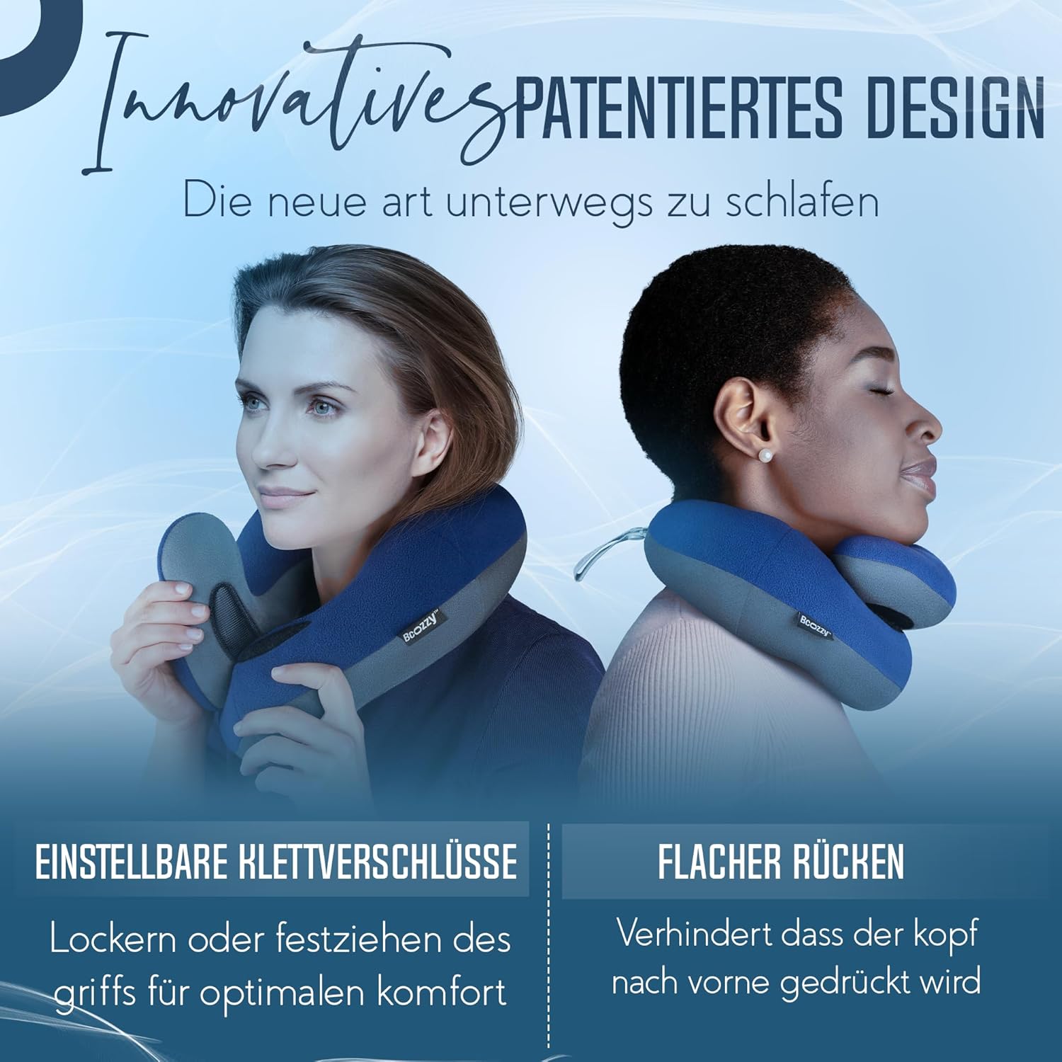BCOZZY Nackenkissen für Reisen, bietet doppelte Unterstützung für Kopf, Nacken und Kinn in jeder Schlafposition auf Flügen, im Auto und zu Hause, bequemes Reisekissen, Größe L, schwarze Tinte – Bild 8