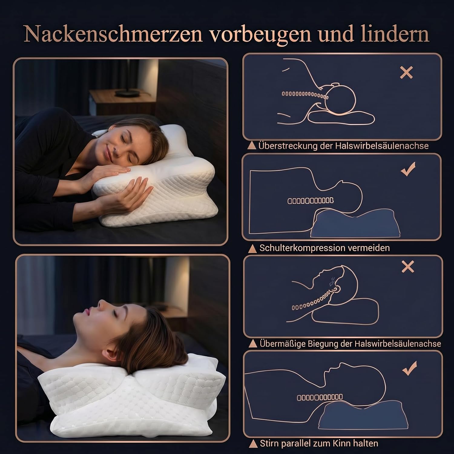 50D Orthopädisches Nackenkissen mit Memory-Schaum | EU-Geschmacksmusterpatent und Zertifizierungen | 2 Anti-Pilling-Bezüge | Verhindert und lindert Nackenschmerzen | Für alle Schlafpositionen (weiß) – Bild 4