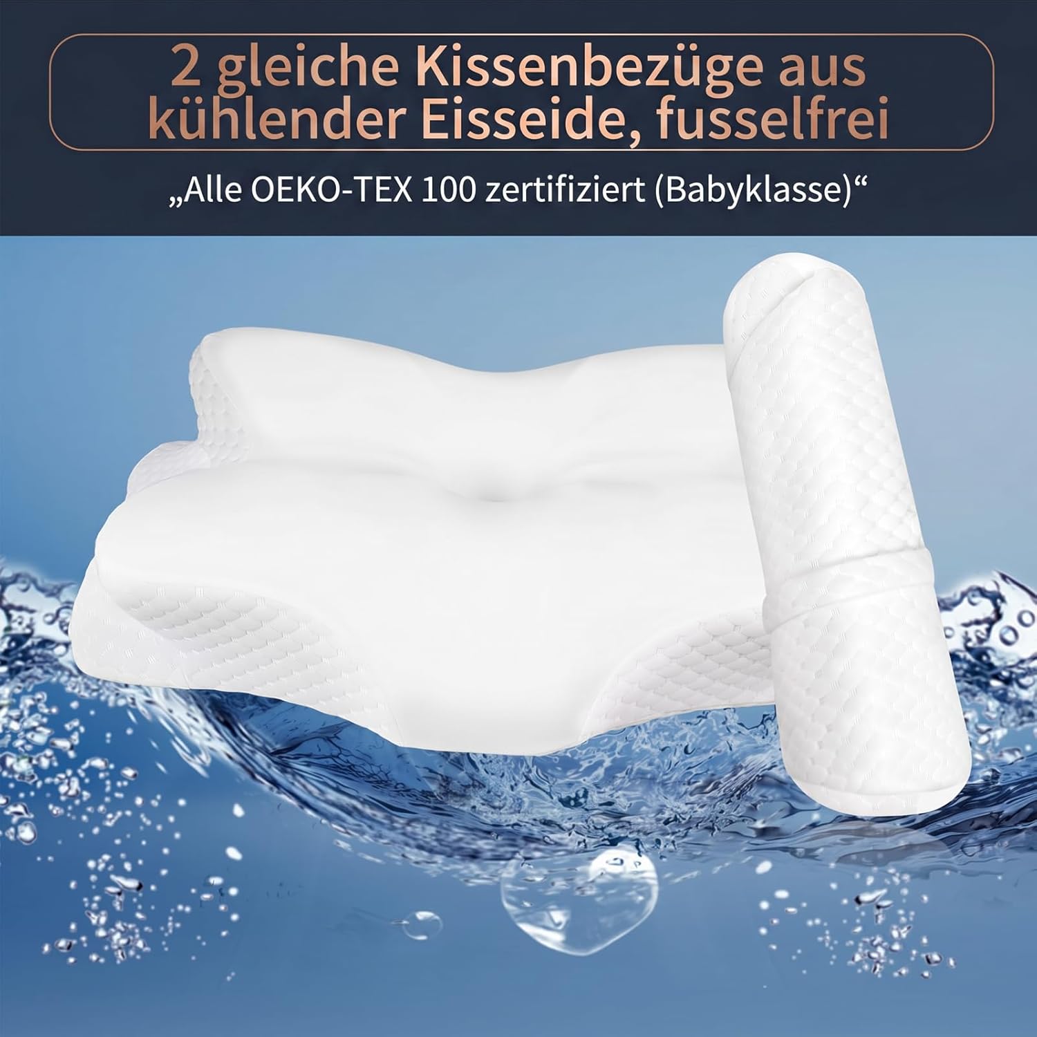 50D Orthopädisches Nackenkissen mit Memory-Schaum | EU-Geschmacksmusterpatent und Zertifizierungen | 2 Anti-Pilling-Bezüge | Verhindert und lindert Nackenschmerzen | Für alle Schlafpositionen (weiß) – Bild 5