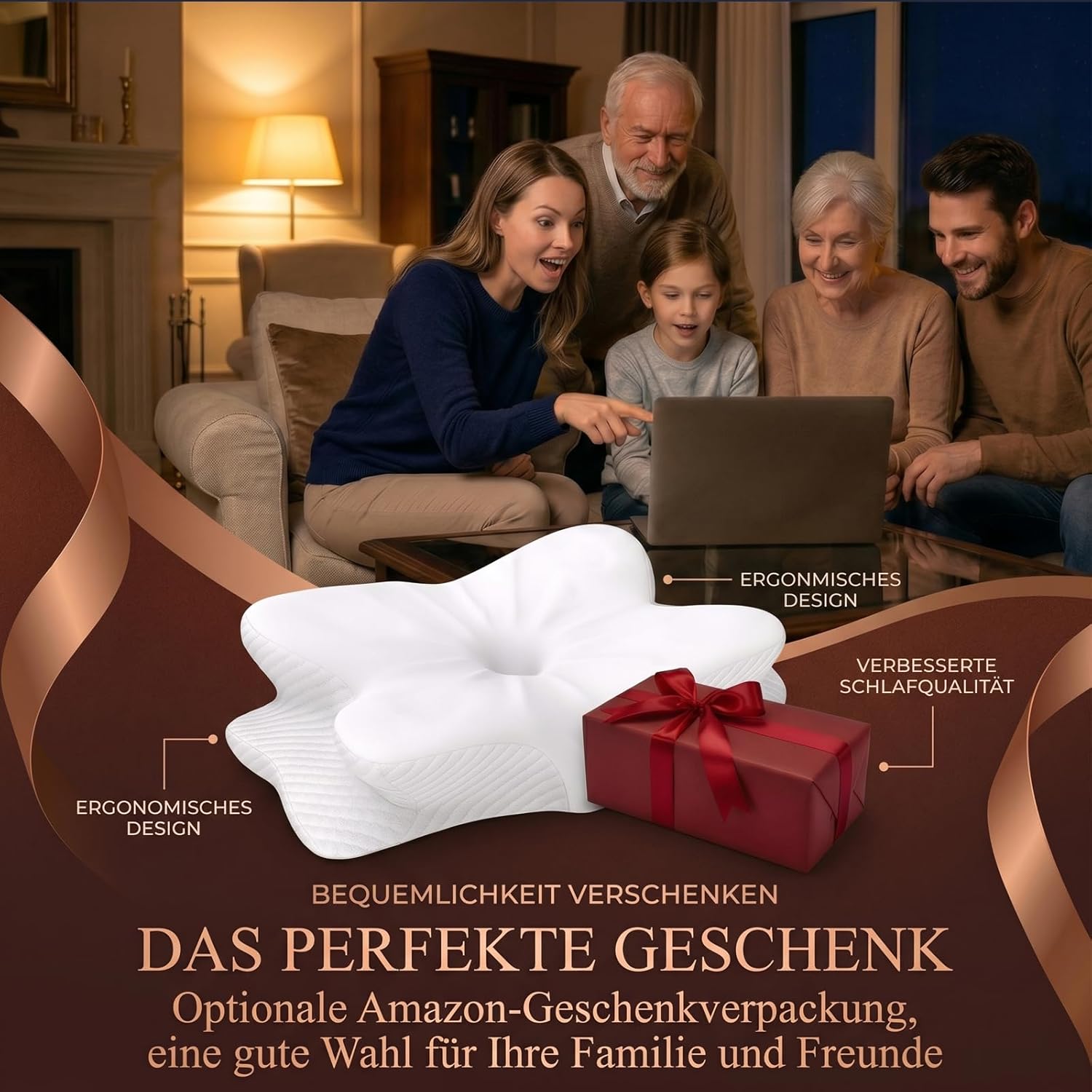 50D Orthopädisches Nackenkissen mit Memory-Schaum | EU-Geschmacksmusterpatent und Zertifizierungen | 2 Anti-Pilling-Bezüge | Verhindert und lindert Nackenschmerzen | Für alle Schlafpositionen (weiß) – Bild 7