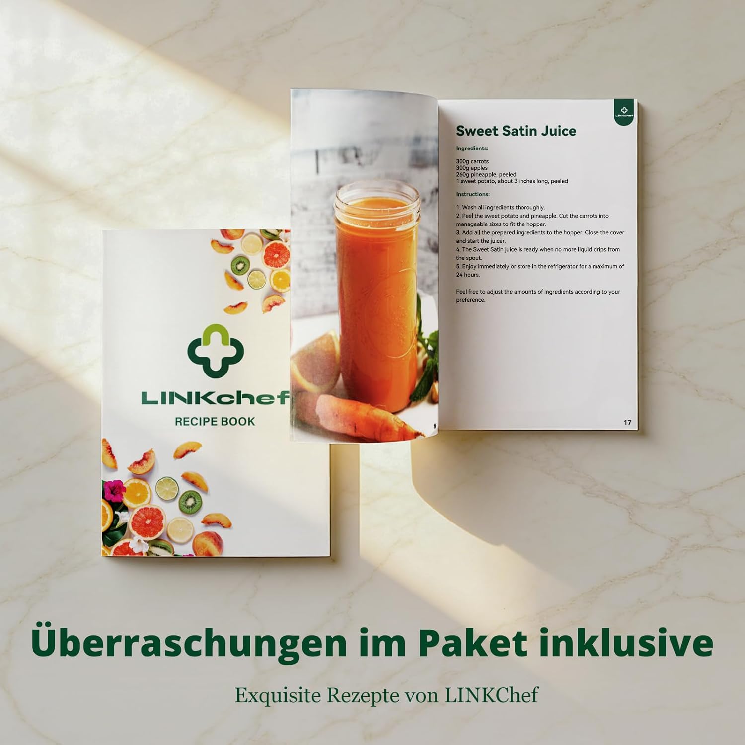 LINKChef Slow Juicer, 115 mm große Einfüllöffnung für Entsafter, Gemüse und Obst, Testsieger, Kaltentsafter 200 W, BPA-frei, leicht zu reinigen und zu montieren, hellgrün – Bild 8