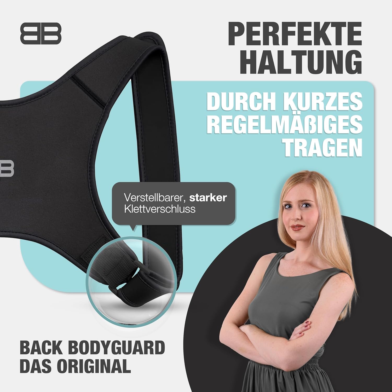 Back Bodyguard Haltungskorrektur – Innovativer Rückenaufrichter für aufrechte Haltung, Rückenstütze, Rückenstabilisator, Schwarz, M – Bild 2