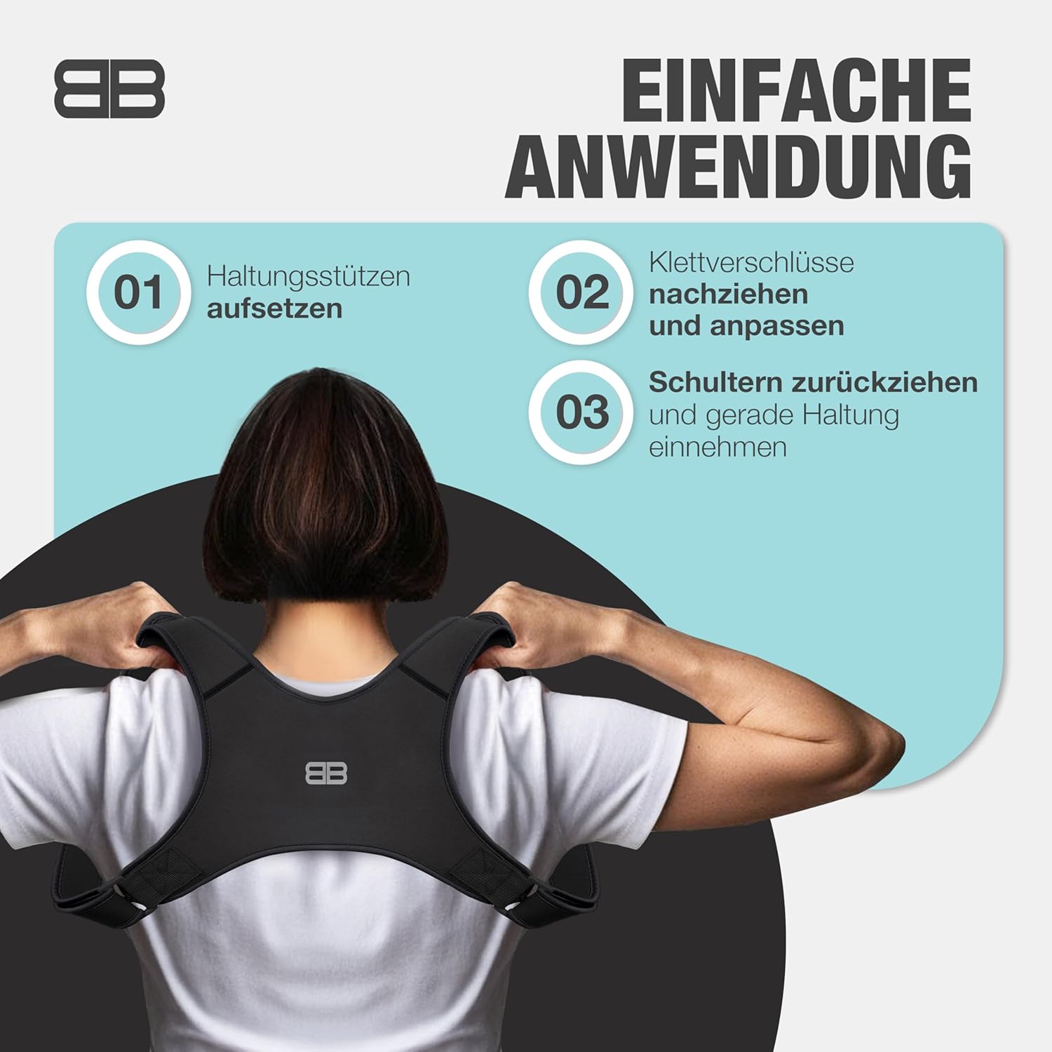 Back Bodyguard Haltungskorrektur – Innovativer Rückenaufrichter für aufrechte Haltung, Rückenstütze, Rückenstabilisator, Schwarz, M – Bild 7