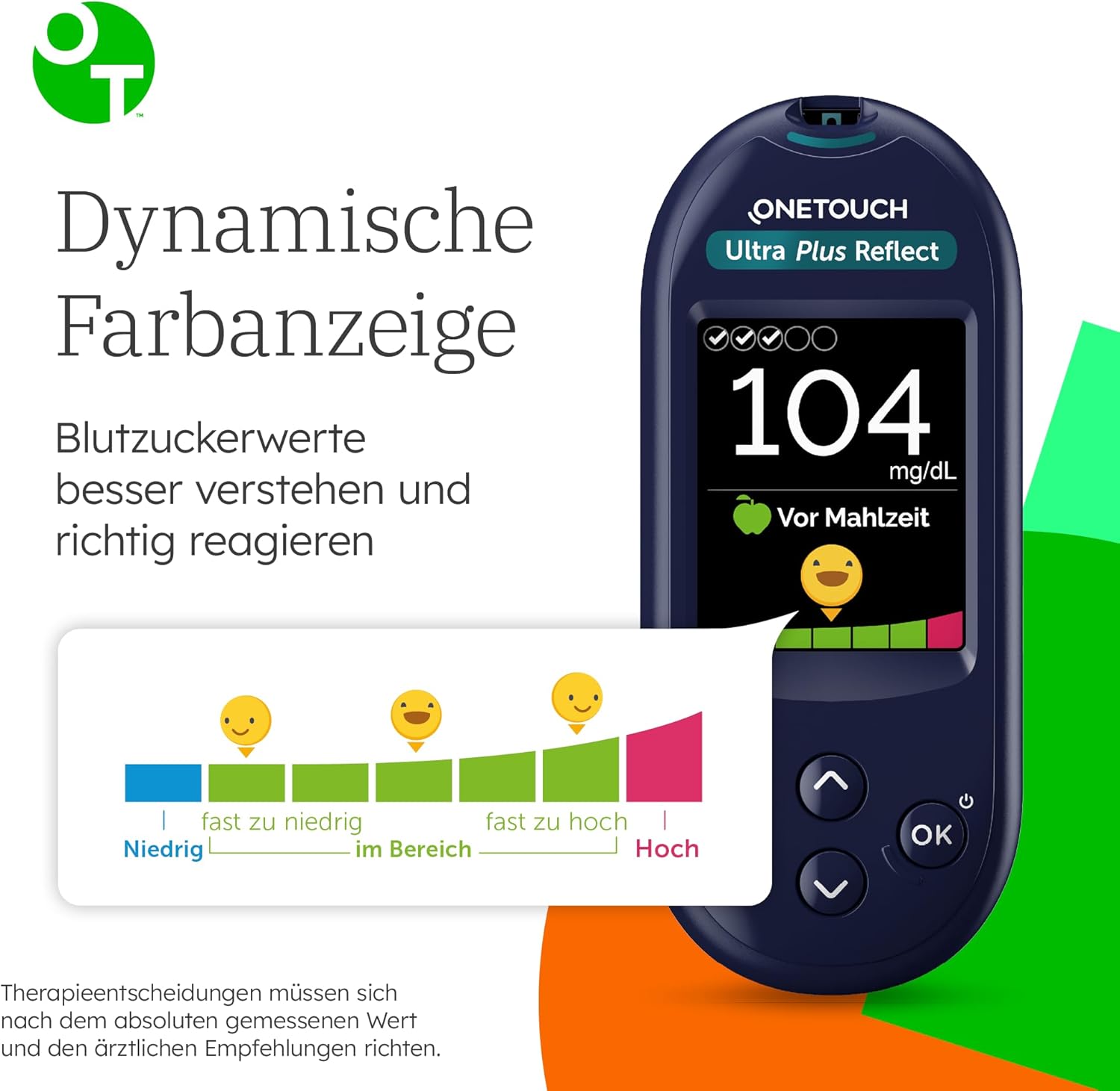 OneTouch Ultra Plus Reflect Blutzuckermessgerät (mg/dl) I 1 Messgerät, 10 Teststreifen, 10 Lanzetten, 1 Stechhilfe & 1 Etui | Stiftung Warentest Sehr gut (1,5) – Bild 6