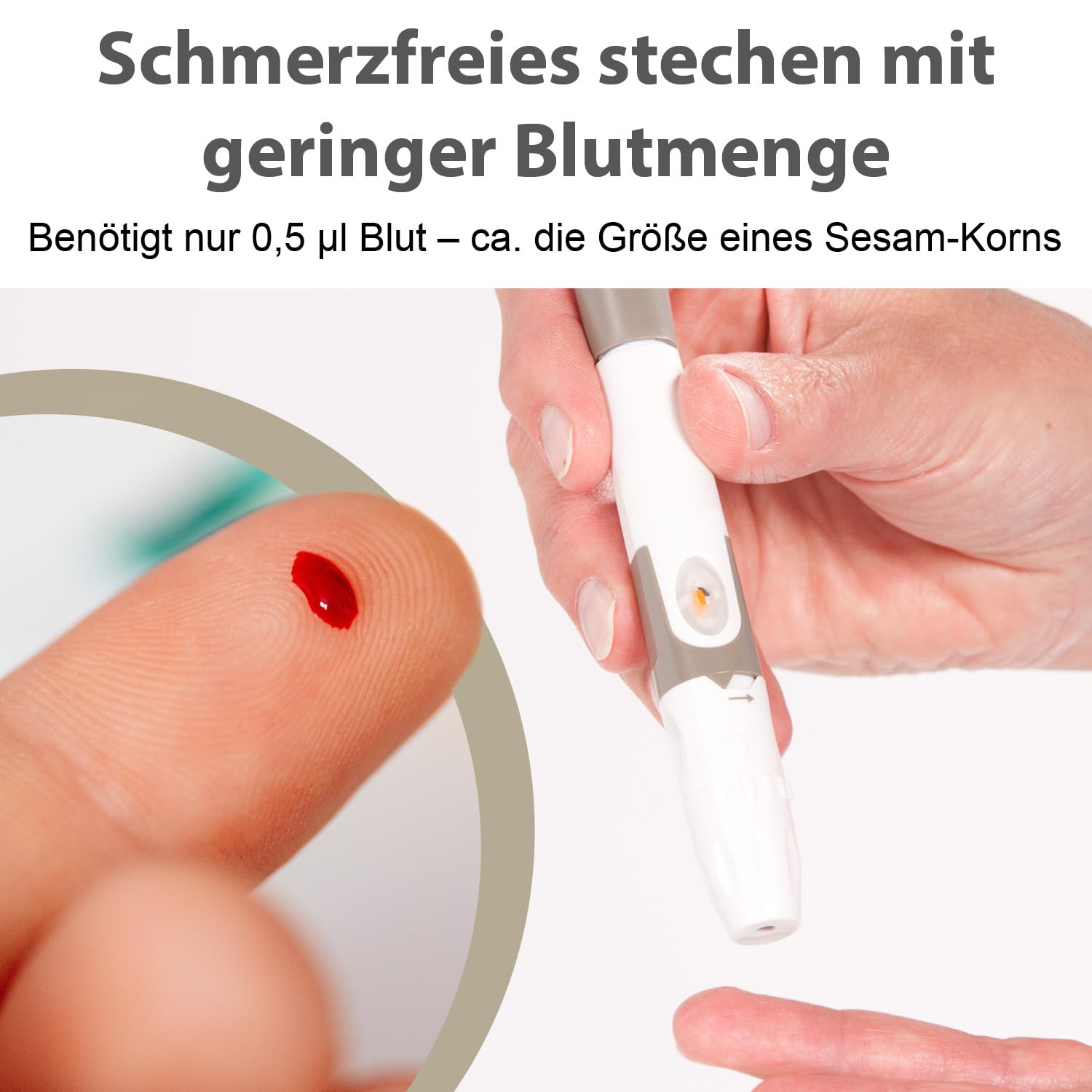 GlucoCheck Gold Blutzuckermessgerät-Set (mg/dL) mit 10 Blutzucker-Teststreifen, 10 Lanzetten, 1 Stechhilfe, 1 Etui, Starter-Set zur Blutzucker-Selbstkontrolle – Bild 5