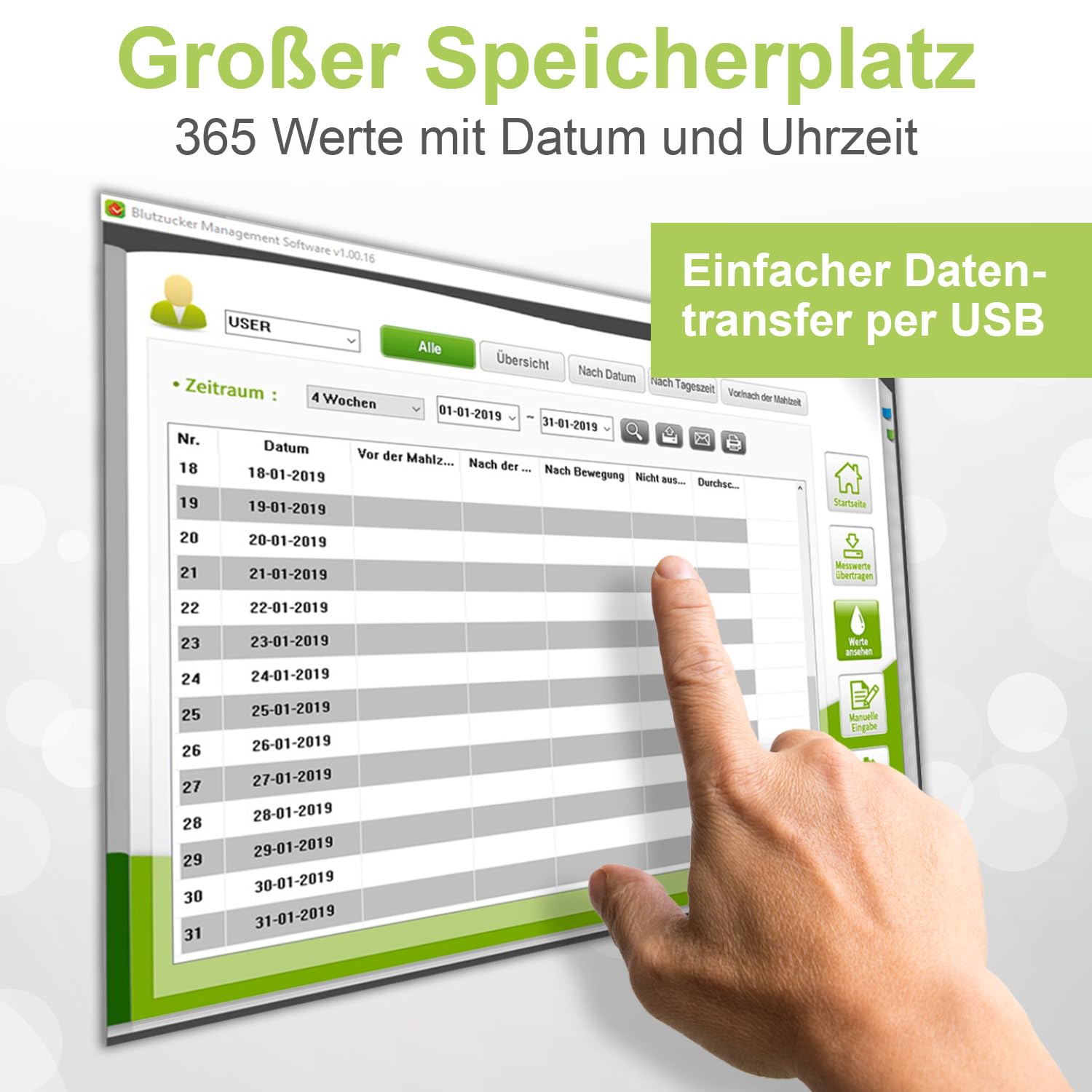 adia Blutzuckermessgerät (mg) + 110 Blutzucker-Teststreifen + 110 Lanzetten, Maxi-Sparset zur Blutzucker-Selbstmessung bei Diabetes – Bild 8