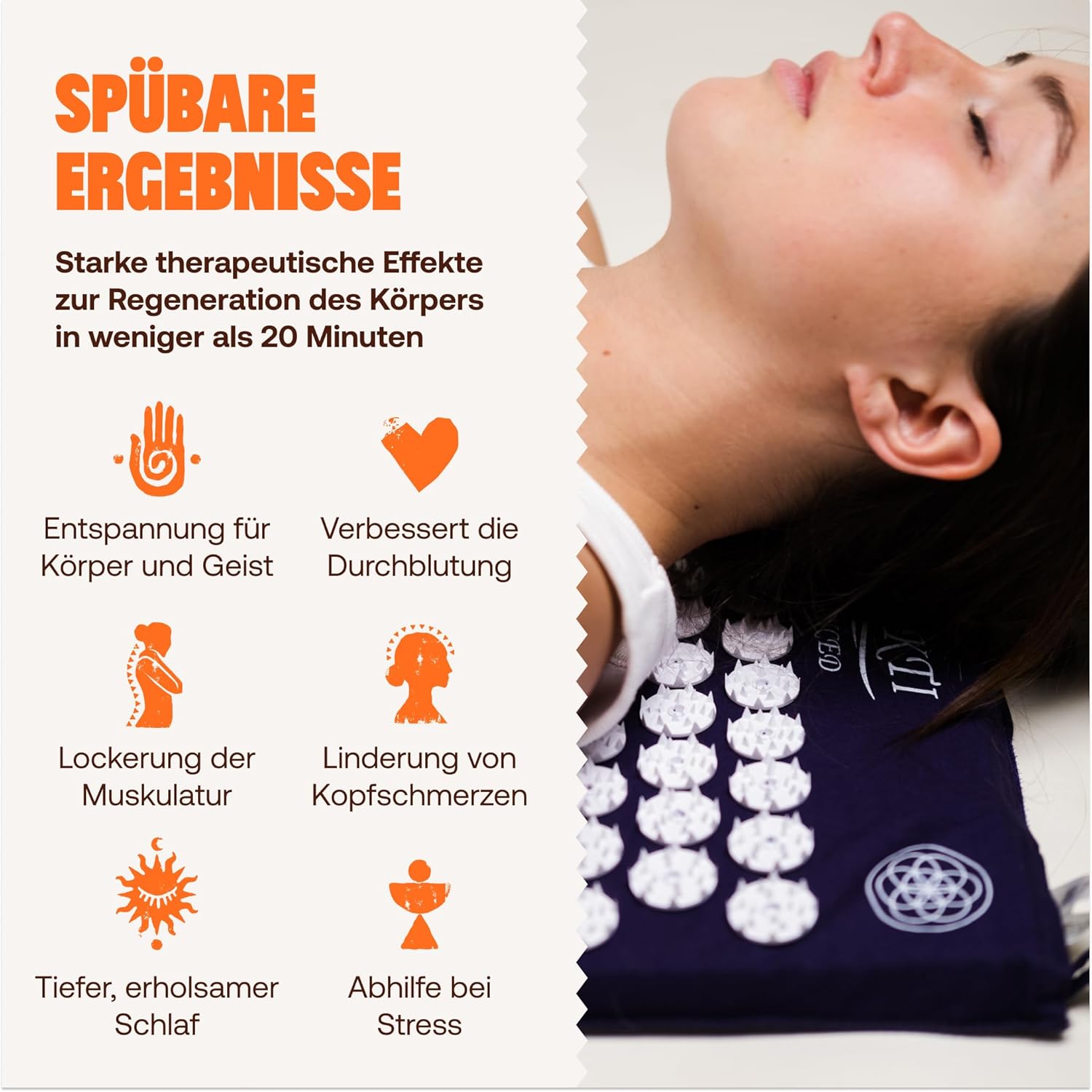 ShaktiMat (Das Original seit 2007) Akupressurmatte und Akupressurkissen zur Entspannung für Rücken, Nacken, Füße, ethisch handgefertigt, GOTS-zertifizierte Bio-Baumwolle, Indigo – Bild 2