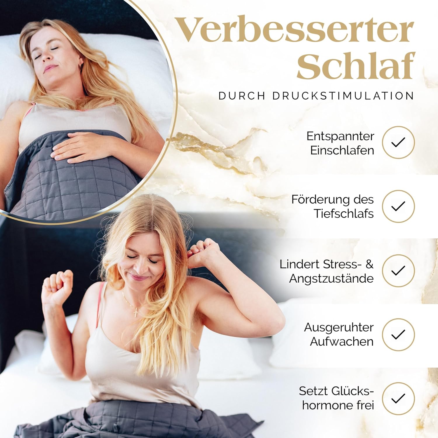 Akroma Premium Gewichtsdecke 135 x 200 cm 6 kg – Anti-Stress-Therapiedecke – schwere Bettdecke für besseren Schlaf – Entspannungsdecke gegen Schlafstörungen – 100 % Baumwolle (ÖkoTex) – Gewichtsdecke – Bild 2