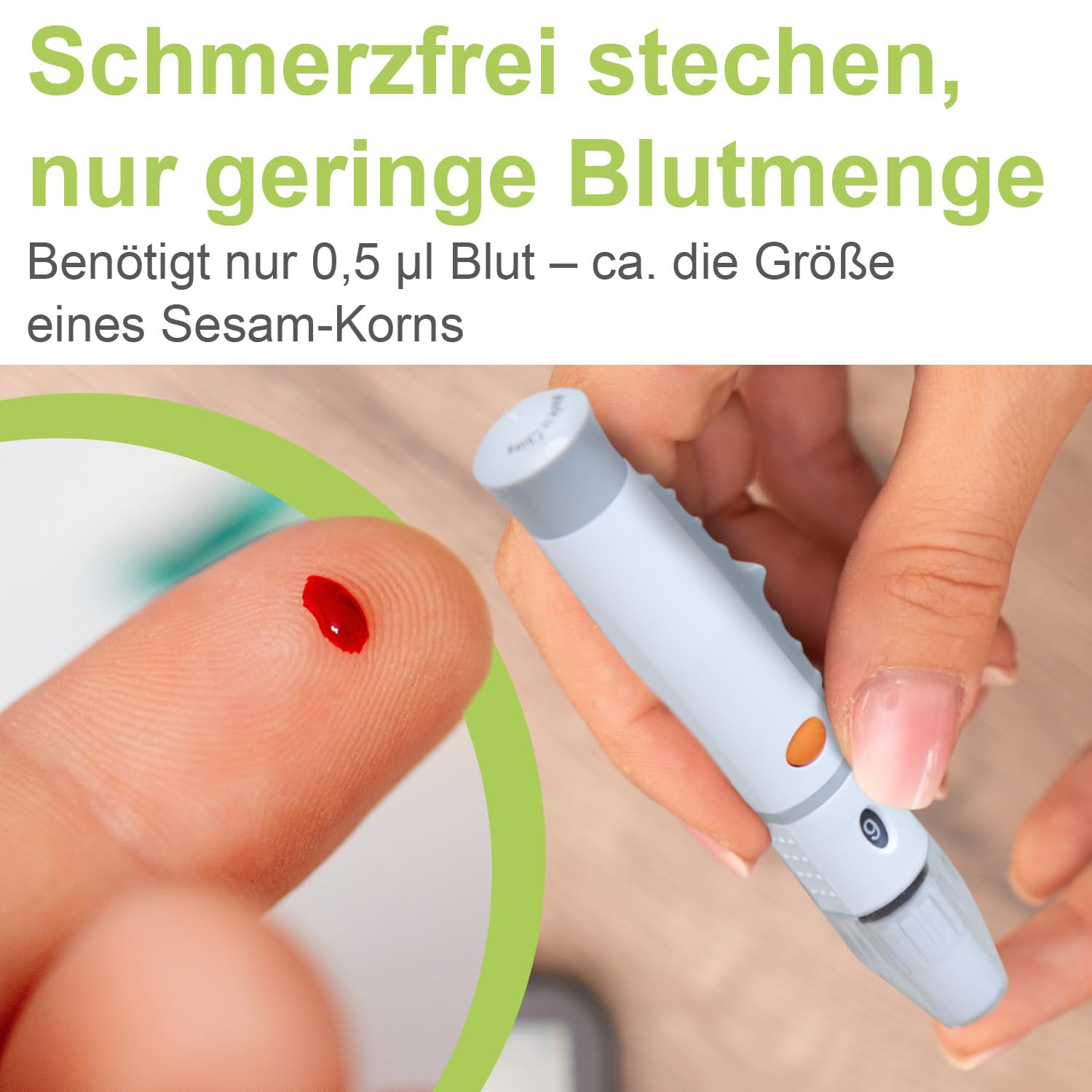 adia Blutzuckermessgerät (mg/dL Standard in DE) mit 110 Blutzucker-Teststreifen, 10 Lanzetten, 1 Stechhilfe und 1 Etui – zur Selbstkontrolle des Blutzuckers – Bild 4
