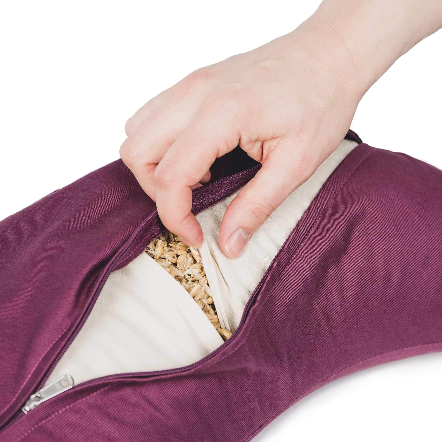 Lotuscrafts Yogakissen Half Moon Shanti – Halbmondkissen – Meditationskissen mit Bezug aus 100 % Baumwolle – Yoga-Sitzkissen halbmondförmig mit Dinkelfüllung – GOTS-zertifiziert – Bild 5