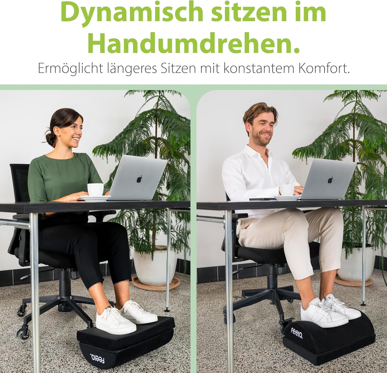 Feela. Fußstützen-Schreibtisch (höhenverstellbar) – ergonomischer Fußhocker mit Premium-Schaumkern, rutschfest – Zubehör für Schreibtisch, Heimbüro und Gaming – Fußwärmer-Tritthocker (schwarz) – Bild 4