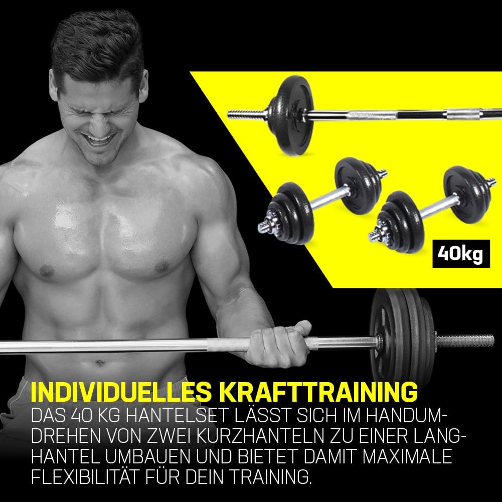 SPORTINATOR® Hantelset „Machine“ 20 kg mit Koffer – Effektives Ganzkörpertraining zu Hause oder unterwegs. Hochwertiges Gusseisen und legierter Stahl für maximale Haltbarkeit – Bild 5