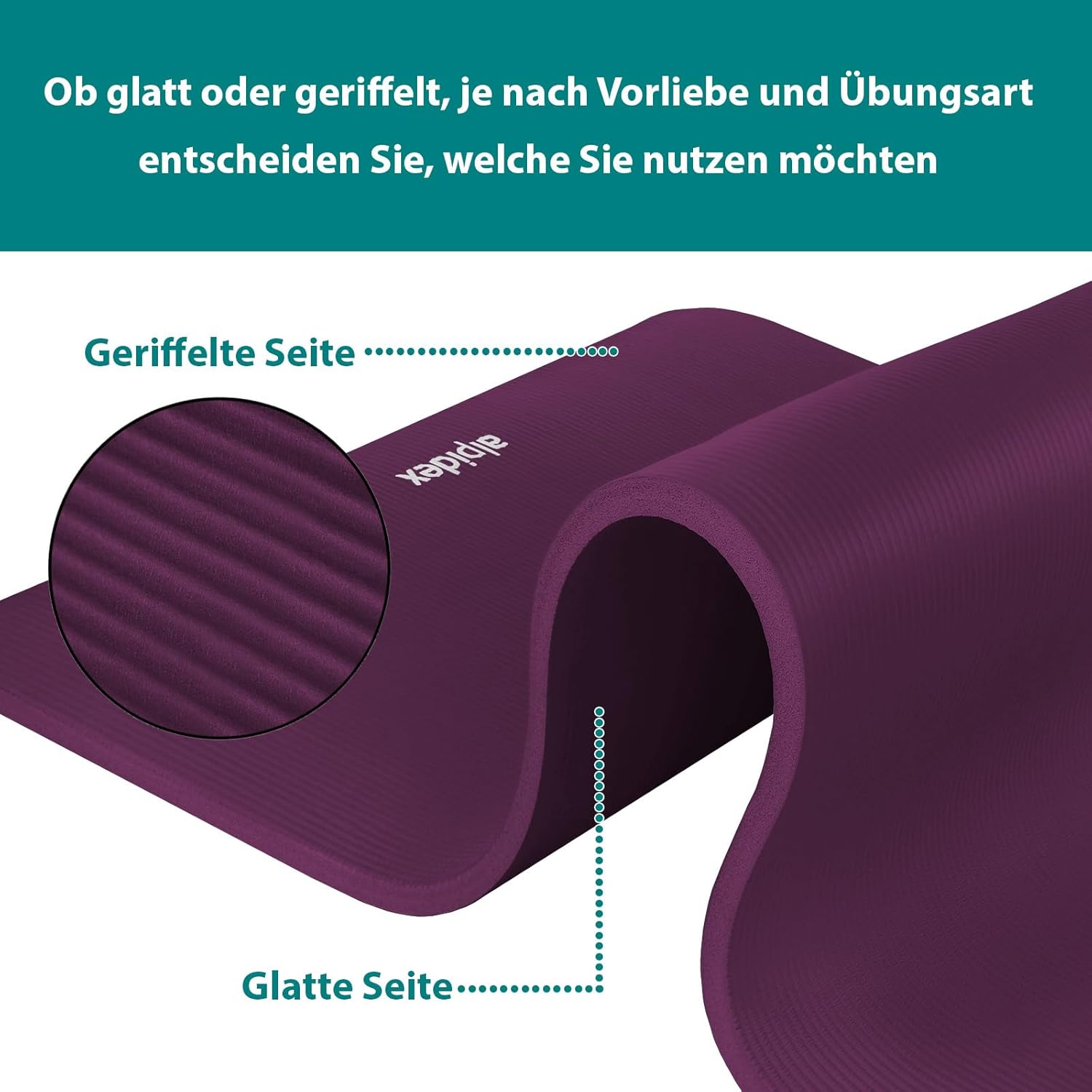 ALPIDEX Yogamatte extra dick 1,5 cm, Gymnastikmatte, 3 Größen, E-Book, rutschfest, phthalatfrei, Fitnessmatte, Gymnastik, Pilates, Sport, Physio, HIIT, Yoga, Trainingsmatte, Schlafmatte – Bild 3