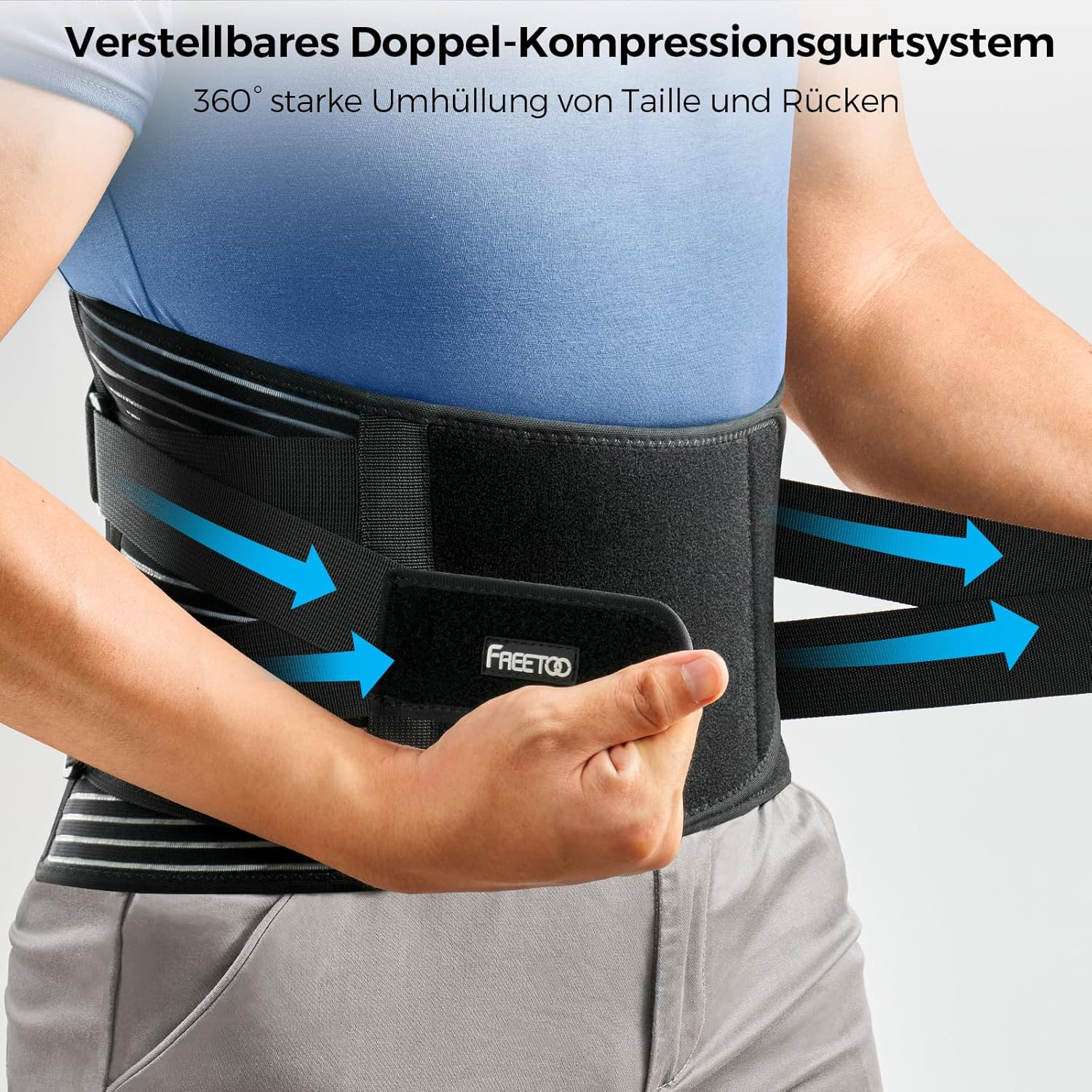 FREETOO Orthopädischer LWS-Rückenstützgürtel, atmungsaktive Rückenbandage für die Lendenwirbelsäule, Männer und Frauen, für Arbeitssport, Rückenschmerzen bei Ischias, Bandscheibenvorfall, Skoliose – Bild 6