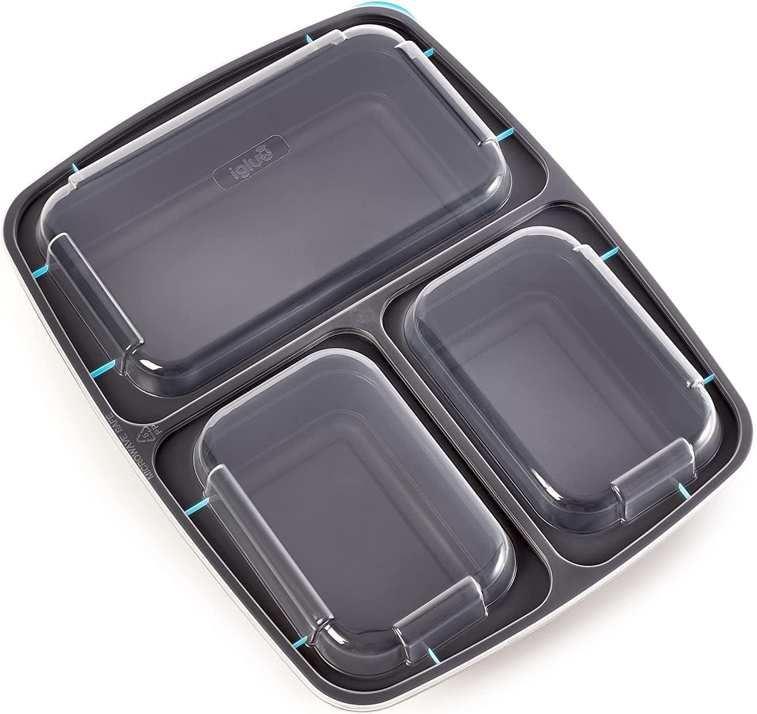Igluu Meal-Prep-Boxen mit Deckel (20 Stück) – wiederverwendbar, mikrowellen-, gefrierschrank-, spülmaschinenfest, stapelbar – 946 ml Fassungsvermögen – 3 große Fächer – aus BPA-freiem Kunststoff – Bild 9