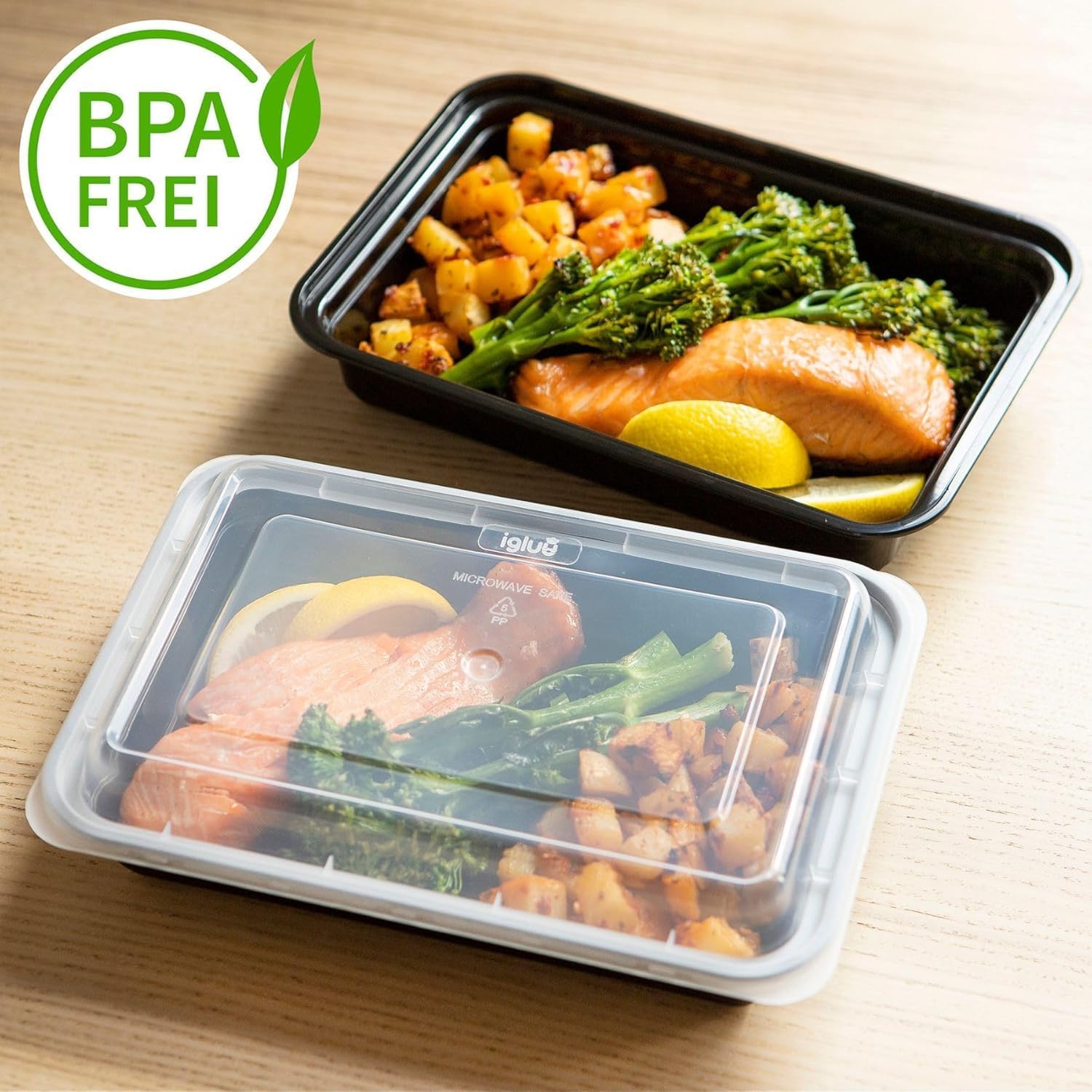 Igluu Meal-Prep-Behälter mit 1 Fach, Lebensmittelbox, Lunchbox, mikrowellengeeignet, spülmaschinenfest und wiederverwendbar, luftdichter Deckelverschluss, BPA-frei, 30 Stück – Bild 4