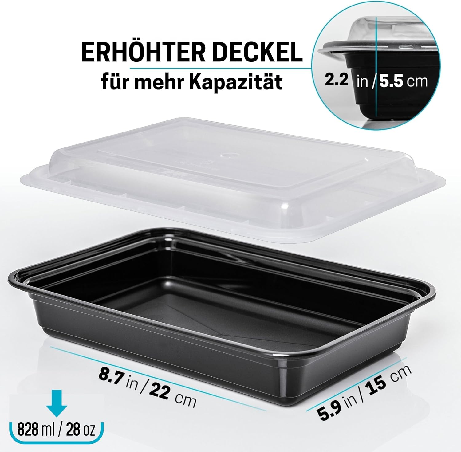 Igluu Meal-Prep-Behälter mit 1 Fach, Lebensmittelbox, Lunchbox, mikrowellengeeignet, spülmaschinenfest und wiederverwendbar, luftdichter Deckelverschluss, BPA-frei, 30 Stück – Bild 3