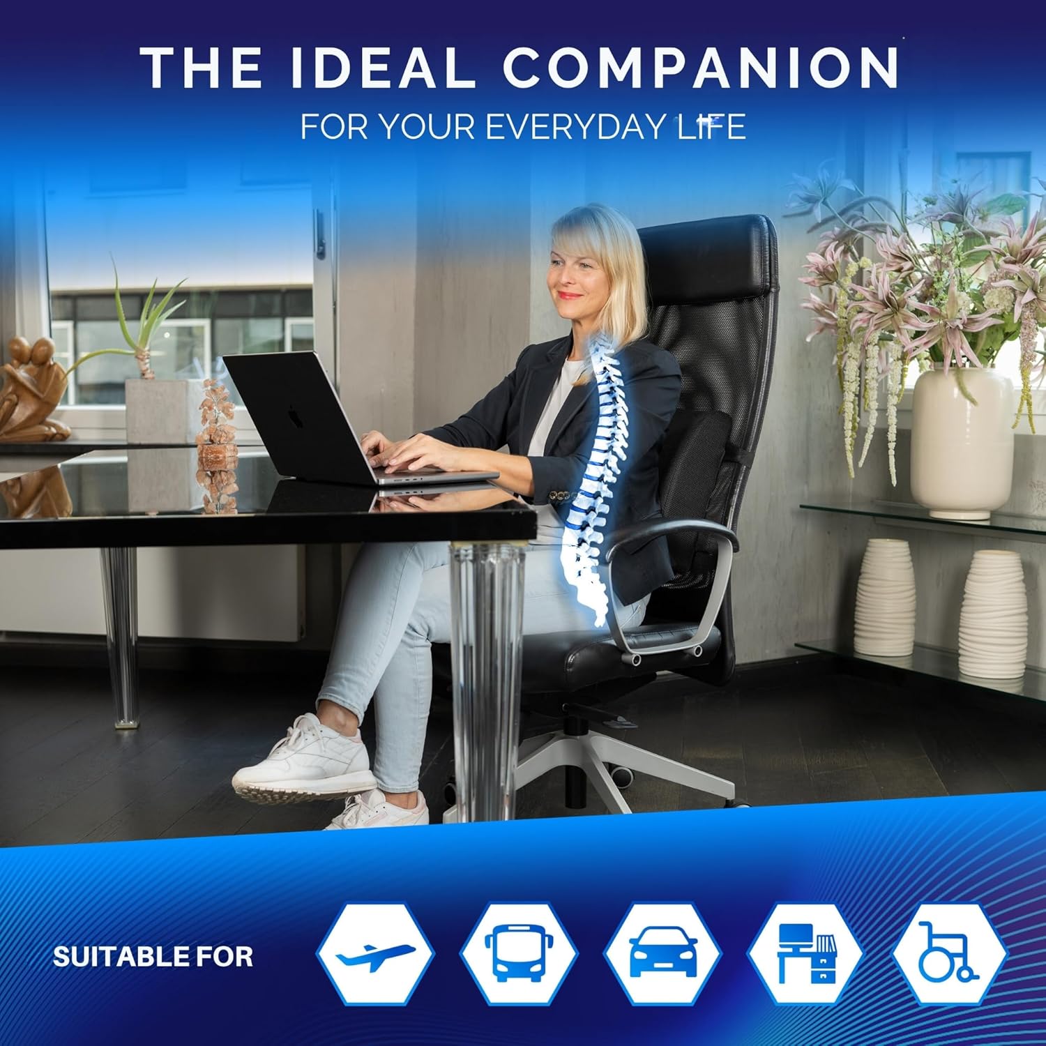 Healthfix Auto-Lendenkissen – Ergonomische Lendenwirbelstütze mit Memory-Schaum für eine gesunde Sitzhaltung im Auto | Rückenkissen für Komfort auf langen Fahrten (Mittel (70–90 kg)) – Bild 3