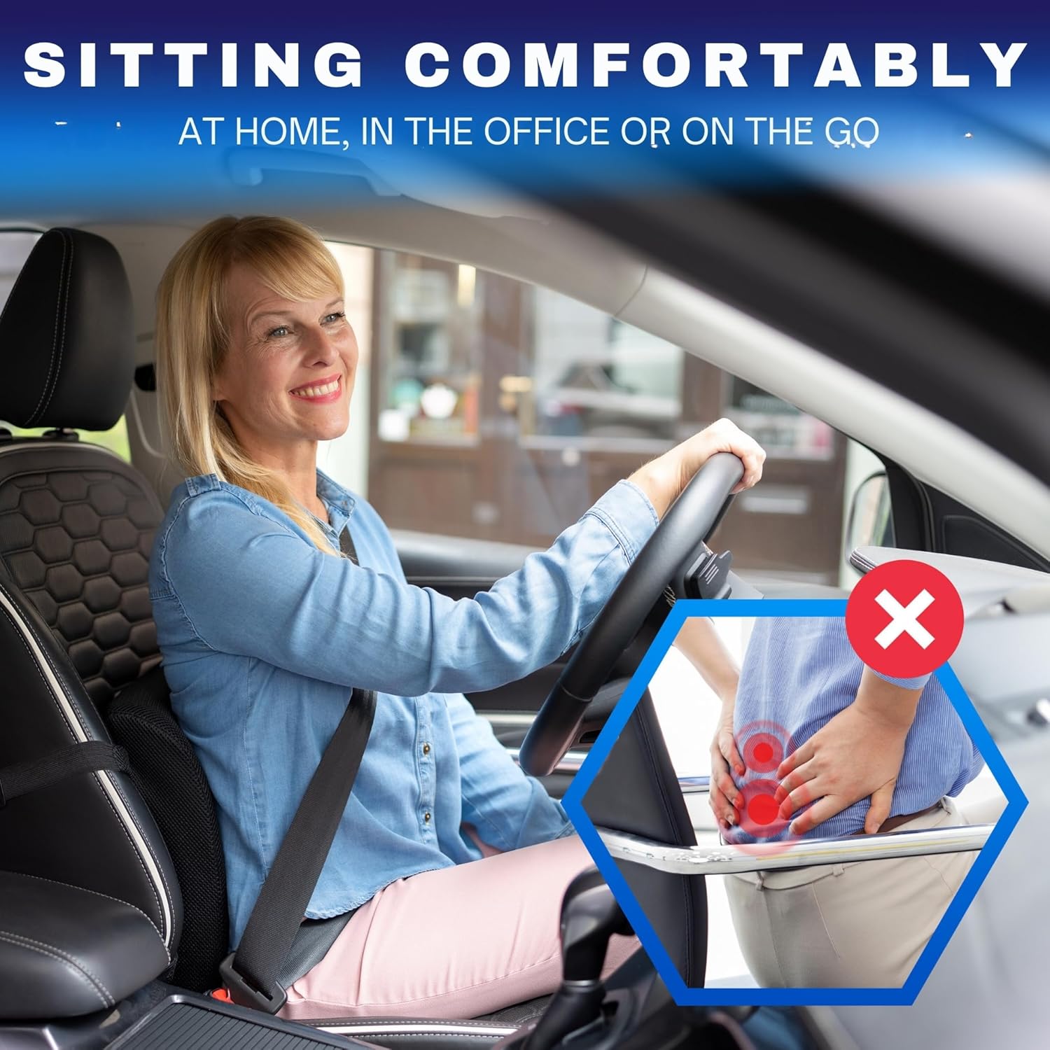 Healthfix Auto-Lendenkissen – Ergonomische Lendenwirbelstütze mit Memory-Schaum für eine gesunde Sitzhaltung im Auto | Rückenkissen für Komfort auf langen Fahrten (Mittel (70–90 kg)) – Bild 8