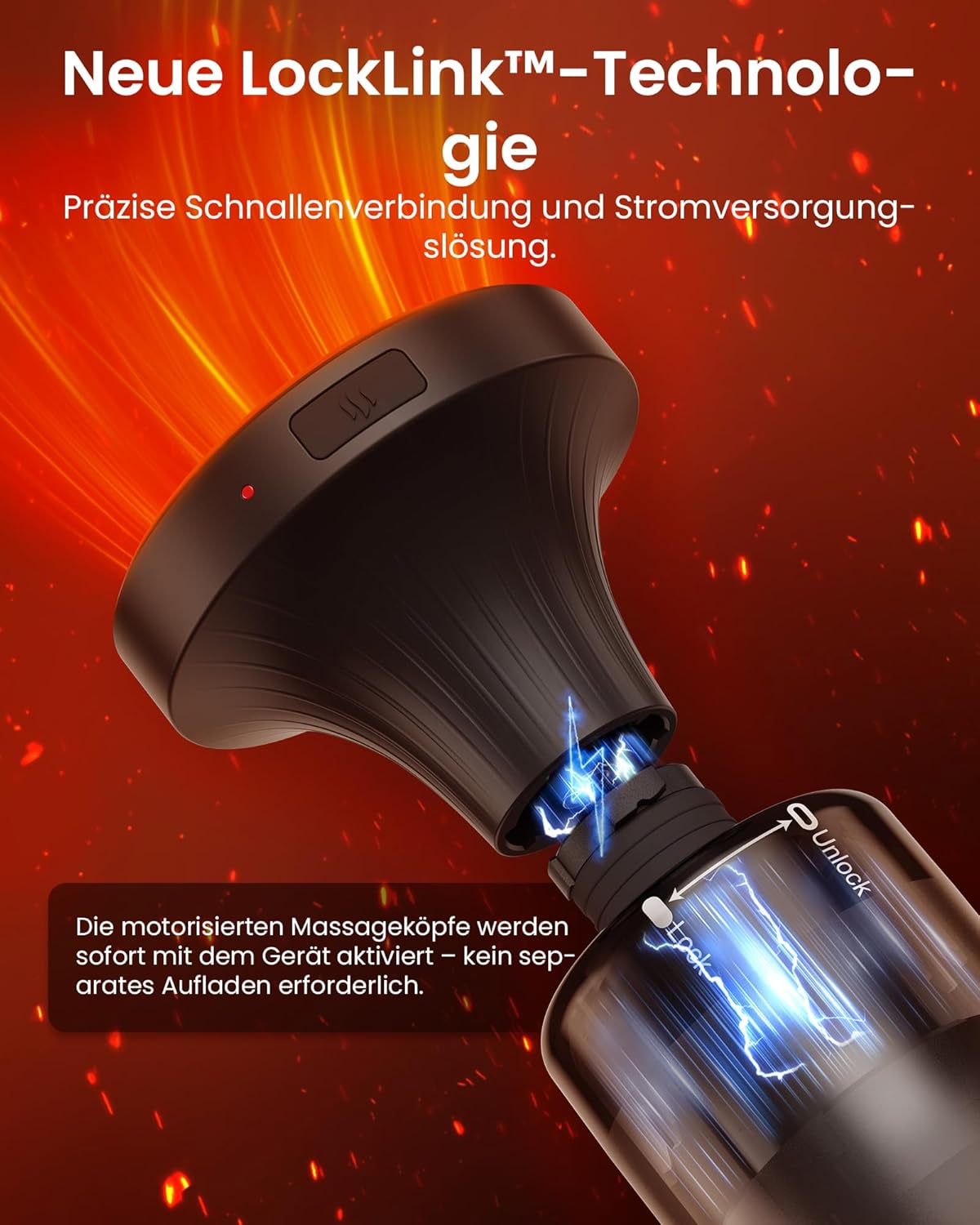 Massagepistole mit Wärmefunktion und Rotlichttherapie, Napre-Massagepistole mit Verlängerungsgriff und 3 verstellbaren Winkeln, Muskel-Percussion-Massagegerät zur Rücken-/Nackenentspannung – Bild 10