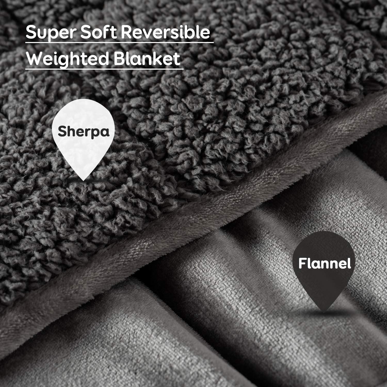 Sivio Gewichtsdecke für Erwachsene, 7 kg schwere Sherpa-Decke mit weichem Flanell, wendbar, Queen-Size-Größe, extra warme, kuschelige, flauschige Gewichtsdecke, 150 x 200 cm, Grau – Bild 3