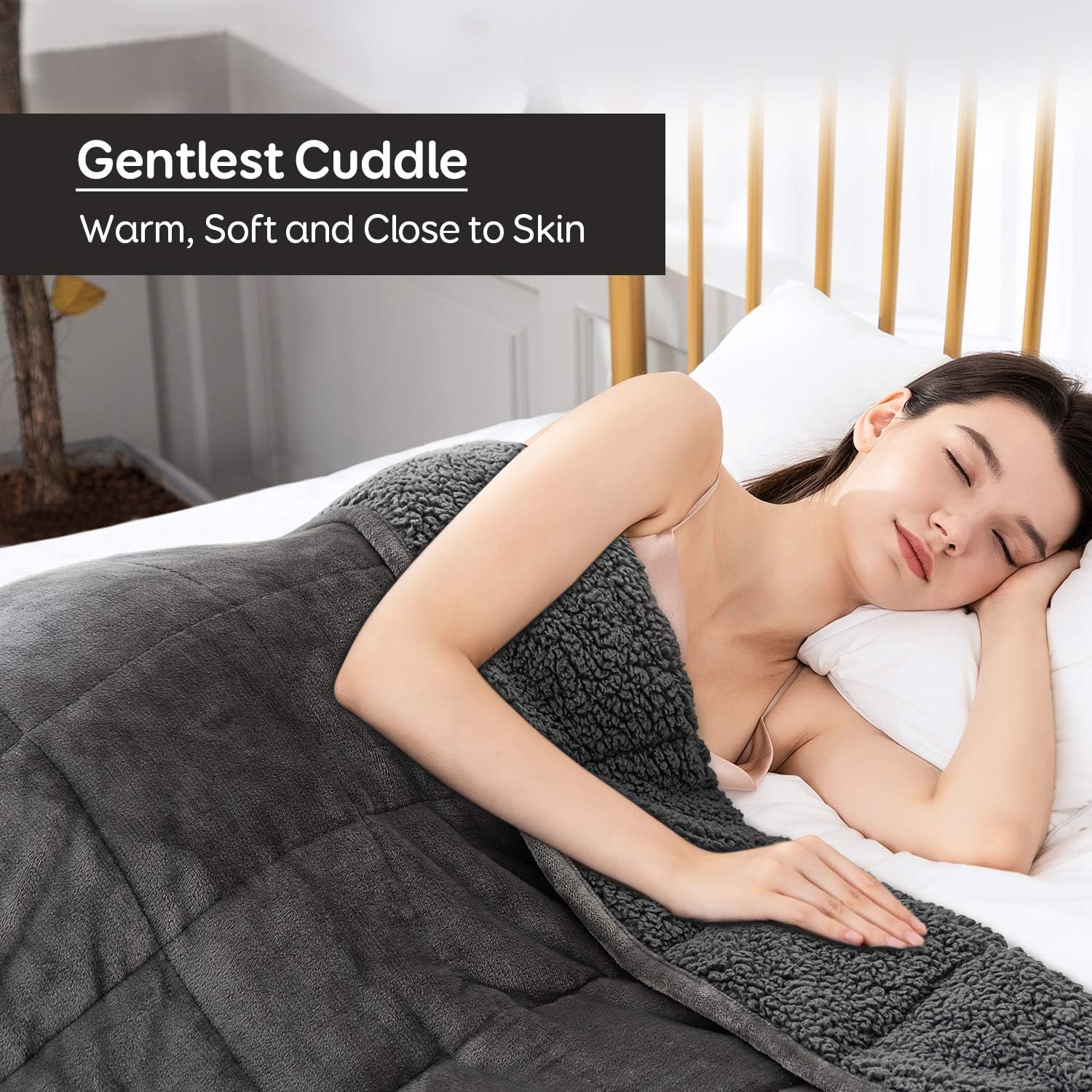 Sivio Gewichtsdecke für Erwachsene, 7 kg schwere Sherpa-Decke mit weichem Flanell, wendbar, Queen-Size-Größe, extra warme, kuschelige, flauschige Gewichtsdecke, 150 x 200 cm, Grau – Bild 4