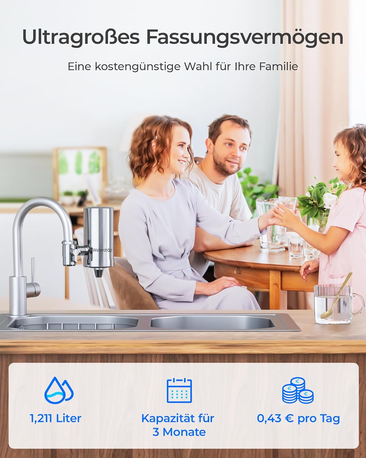 Waterdrop WD-FC-06 Edelstahl-Wasserhahn, Carbon-Block-Wasserfiltersystem, Leitungswasserfilter, entfernt Chlor, Schwermetalle und schlechten Geschmack (4 Filter im Lieferumfang enthalten) – Bild 8