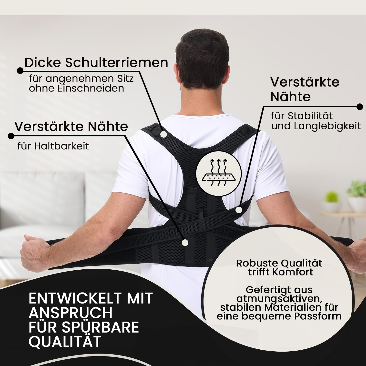 Haltungskorrektur für Männer und Frauen, Rückenstützgürtel, Haltungskorrektur, verstellbarer Haltungstrainer, Rückengurt für Schulter und Nacken (S/M) – Bild 6