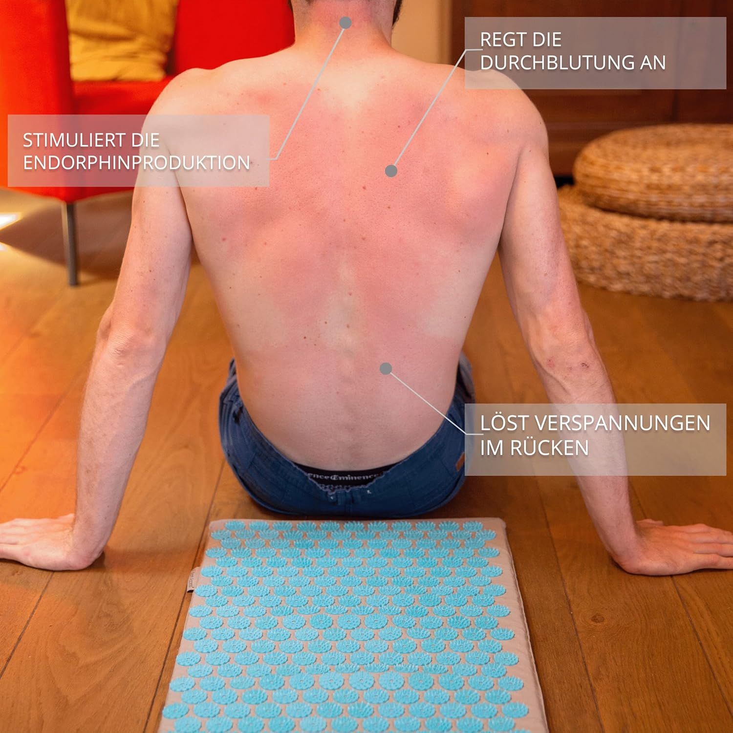 Fitem XL Akupressur-Set – Akupressurmatte + Akupressurkissen – zur Linderung von Rücken- und Nackenschmerzen – Ischias – Rückenmassage + Muskelentlastung + Erholung nach dem Training – Bild 5