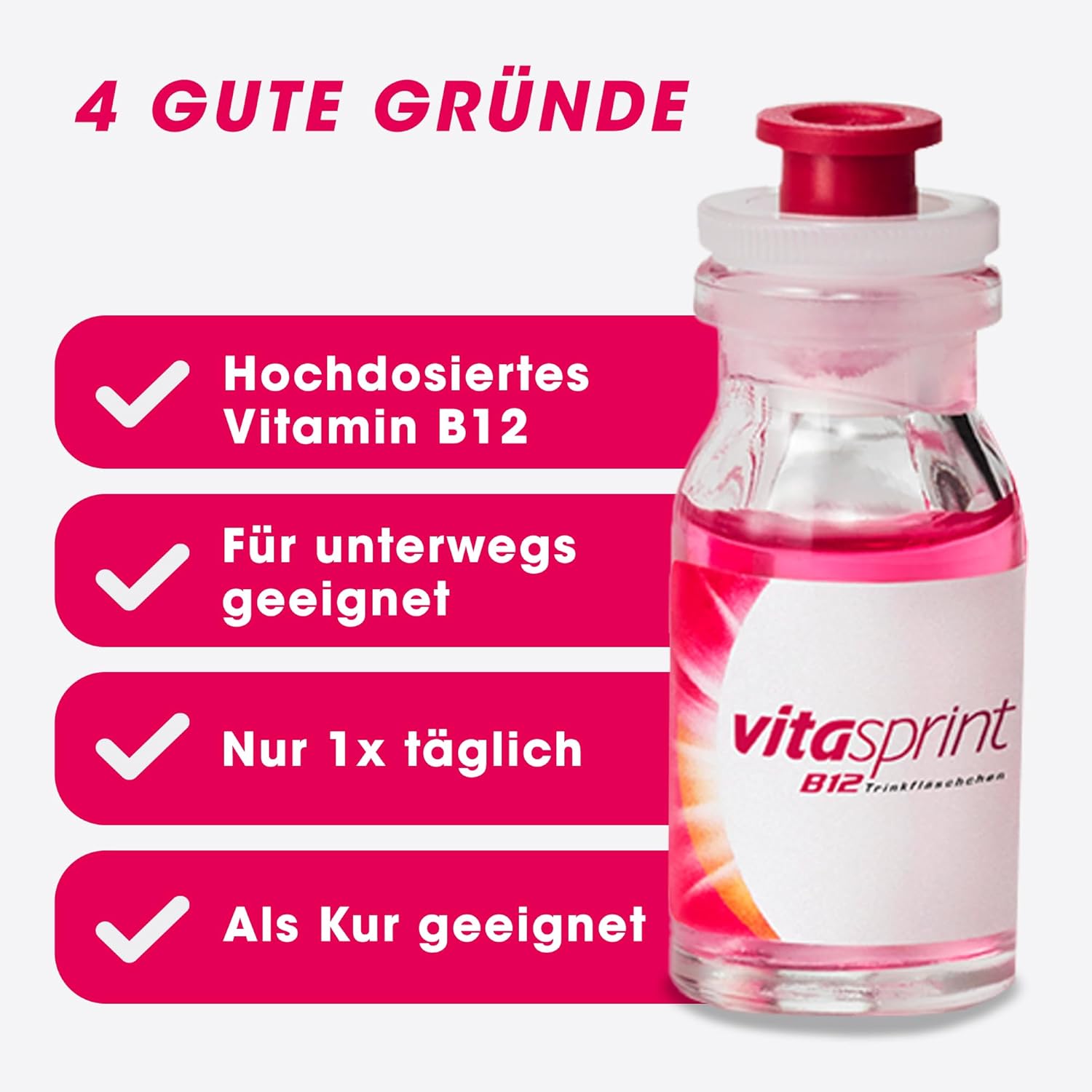 Vitasprint B12 Trinkfläschchen – Arzneimittel mit hochdosiertem Vitamin B12 und Eiweißbausteinen für geistige und körperliche Energie – 2 x 30 Trinkfläschchen – Bild 6