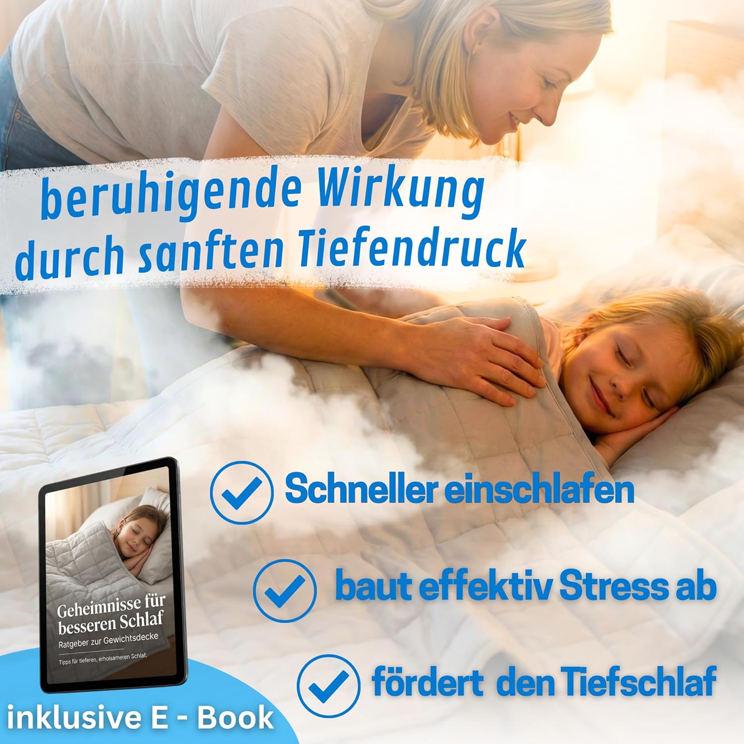 Kinder-Gewichtsdecke 135 x 200 cm 3,5 kg – Öko-Tex 100 zertifiziert, Therapiedecke Kinder mit 2 Seiten für Winter & Sommer & optimale Gewichtsverteilung – Bild 7