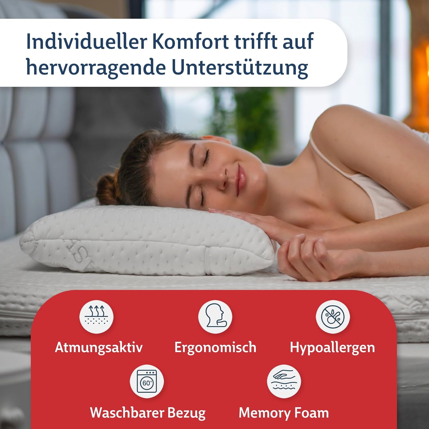 FMP Matratzenmanufaktur Orthopädisches Nackenstützkissen, viskoelastisches Memory-Kissen, Nackenkissen, verschiedene Höhen, 70x36x11 cm – Bild 4