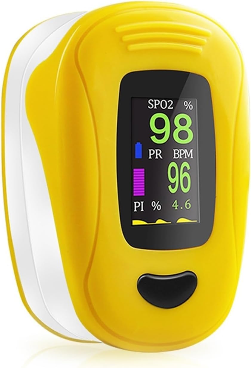 Fingerpulsoximeter Sport, SpO₂ & Pulsfrequenzmessgerät mit OLED-Display, tragbar für Training, Wandern und Freizeit (Gelb, 1 Stück) – Bild 2
