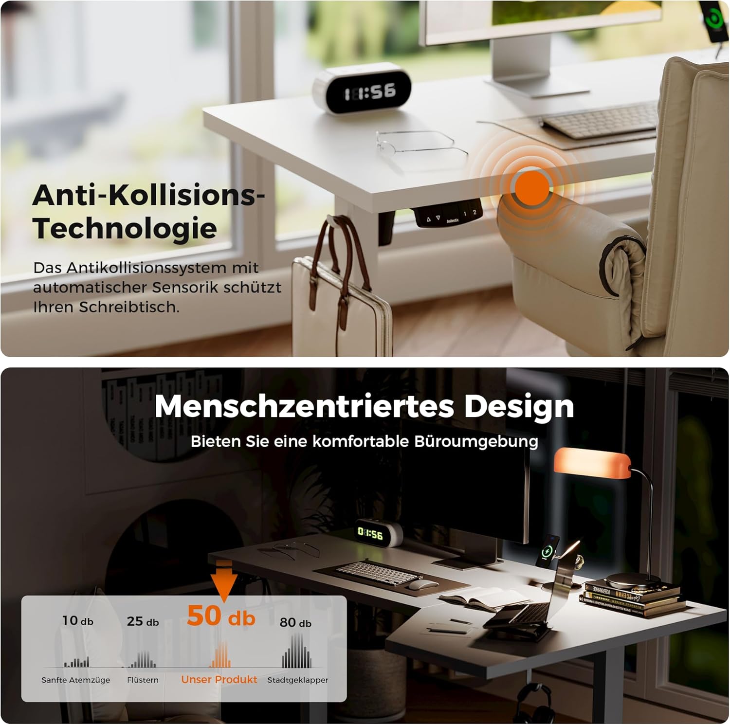 Agilestic Elektrischer Stehschreibtisch, L-förmiger 150 cm höhenverstellbarer Schreibtisch, Sitz- und Stehtisch für das Heimbüro, ergonomischer anhebbarer Computertisch mit Spleißbrett, Weiß – Bild 5