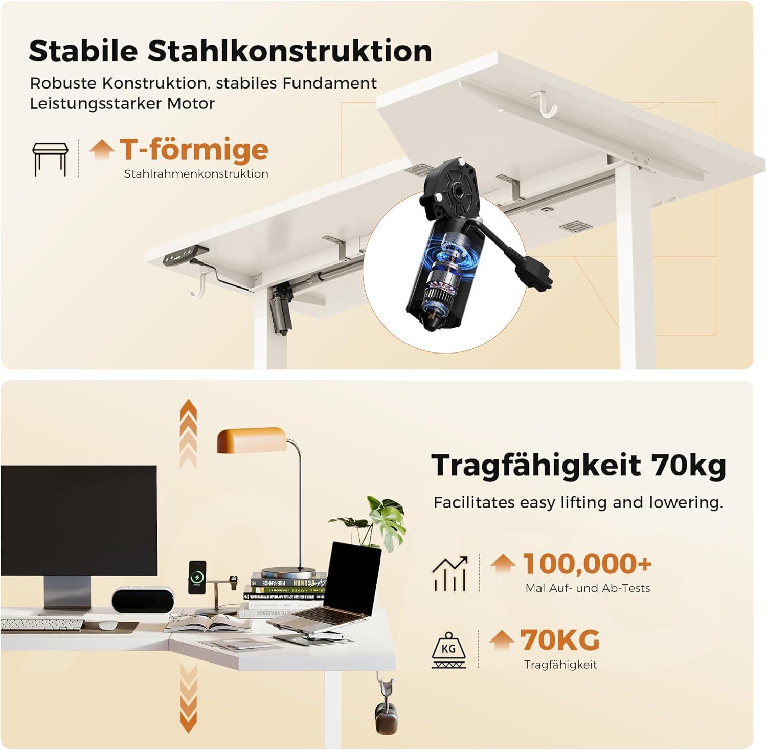 Agilestic Elektrischer Stehschreibtisch, L-förmiger 150 cm höhenverstellbarer Schreibtisch, Sitz- und Stehtisch für das Heimbüro, ergonomischer anhebbarer Computertisch mit Spleißbrett, Weiß – Bild 4
