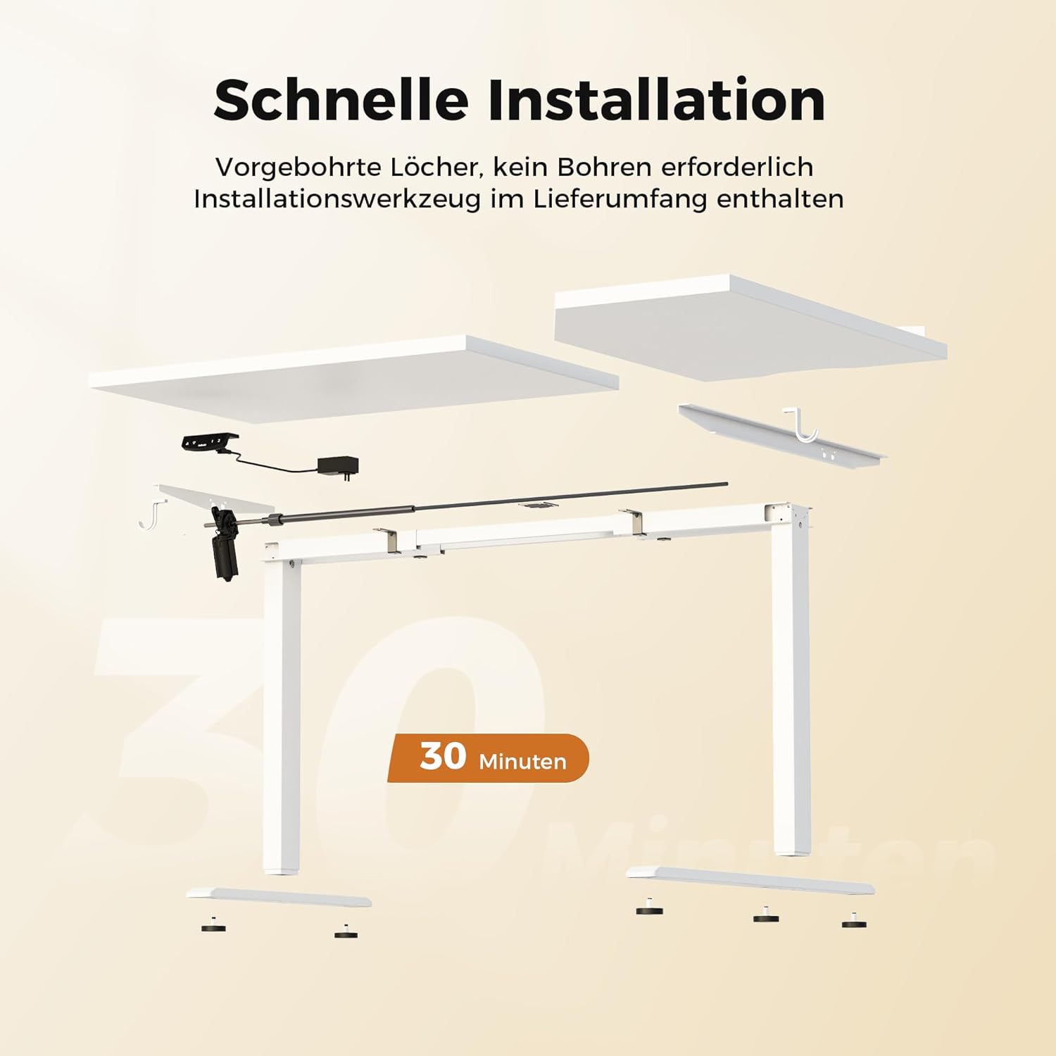 Agilestic Elektrischer Stehschreibtisch, L-förmiger 150 cm höhenverstellbarer Schreibtisch, Sitz- und Stehtisch für das Heimbüro, ergonomischer anhebbarer Computertisch mit Spleißbrett, Weiß – Bild 7