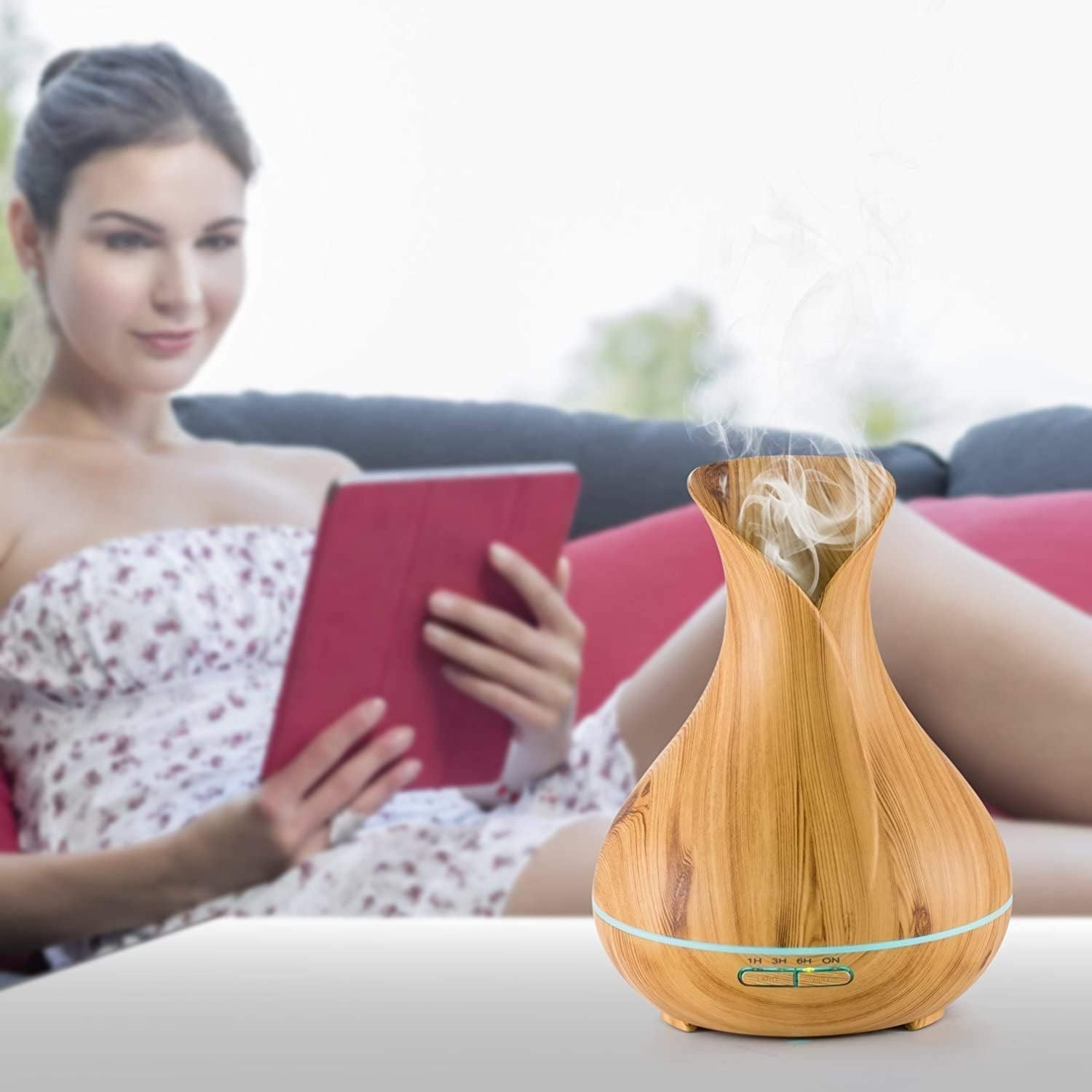 550 ml Aromadiffusor für ätherische Öle, Ultraschall-Luftbefeuchter mit 7 LED-Farben, BPA-frei, Aromatherapie-Diffusor für Schlafzimmer, Büro & Spa (550 ml) – Bild 3