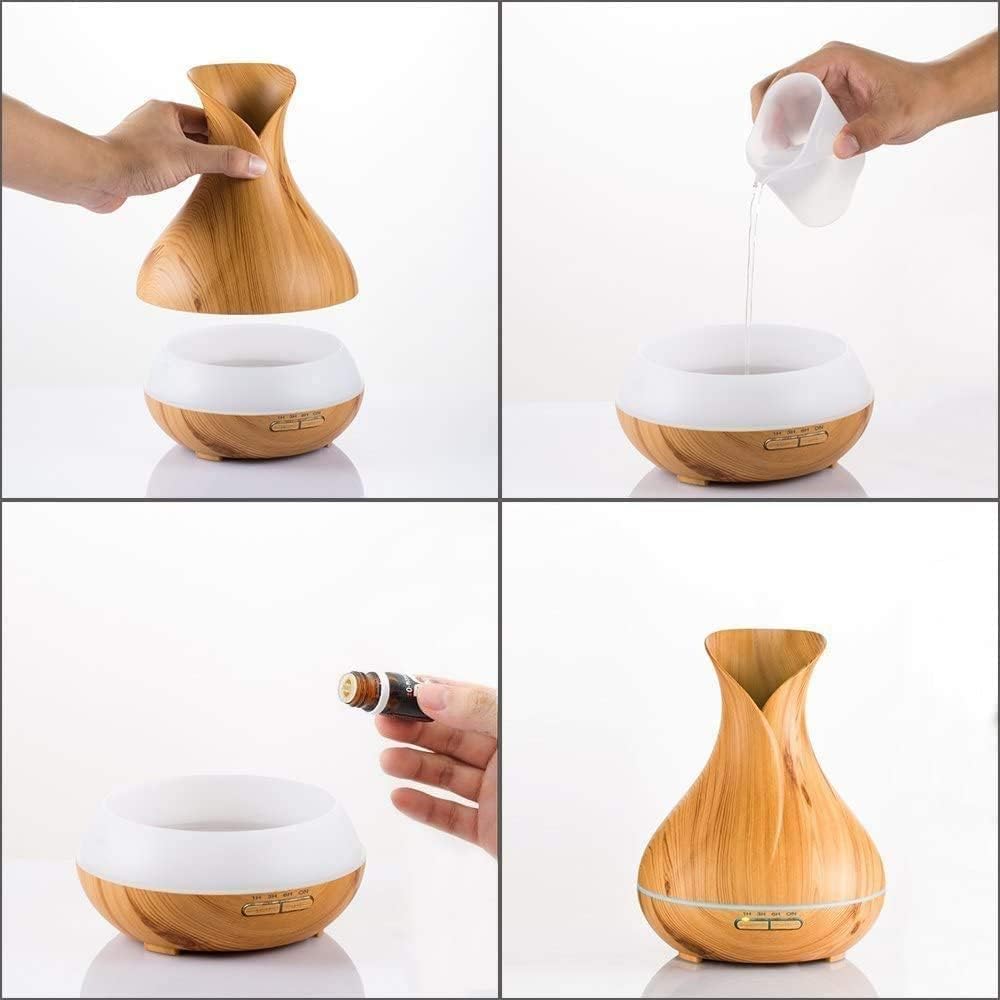 550 ml Aromadiffusor für ätherische Öle, Ultraschall-Luftbefeuchter mit 7 LED-Farben, BPA-frei, Aromatherapie-Diffusor für Schlafzimmer, Büro & Spa (550 ml) – Bild 7
