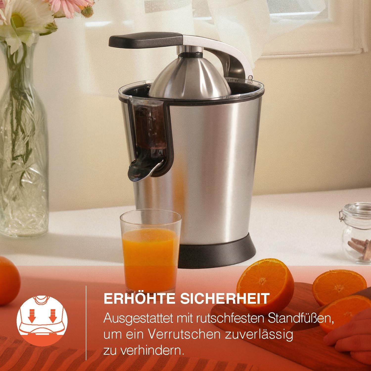H.Koenig AGR88 Zitruspresse, professioneller elektrischer Hebel, grüner Matteffekt – Bild 3