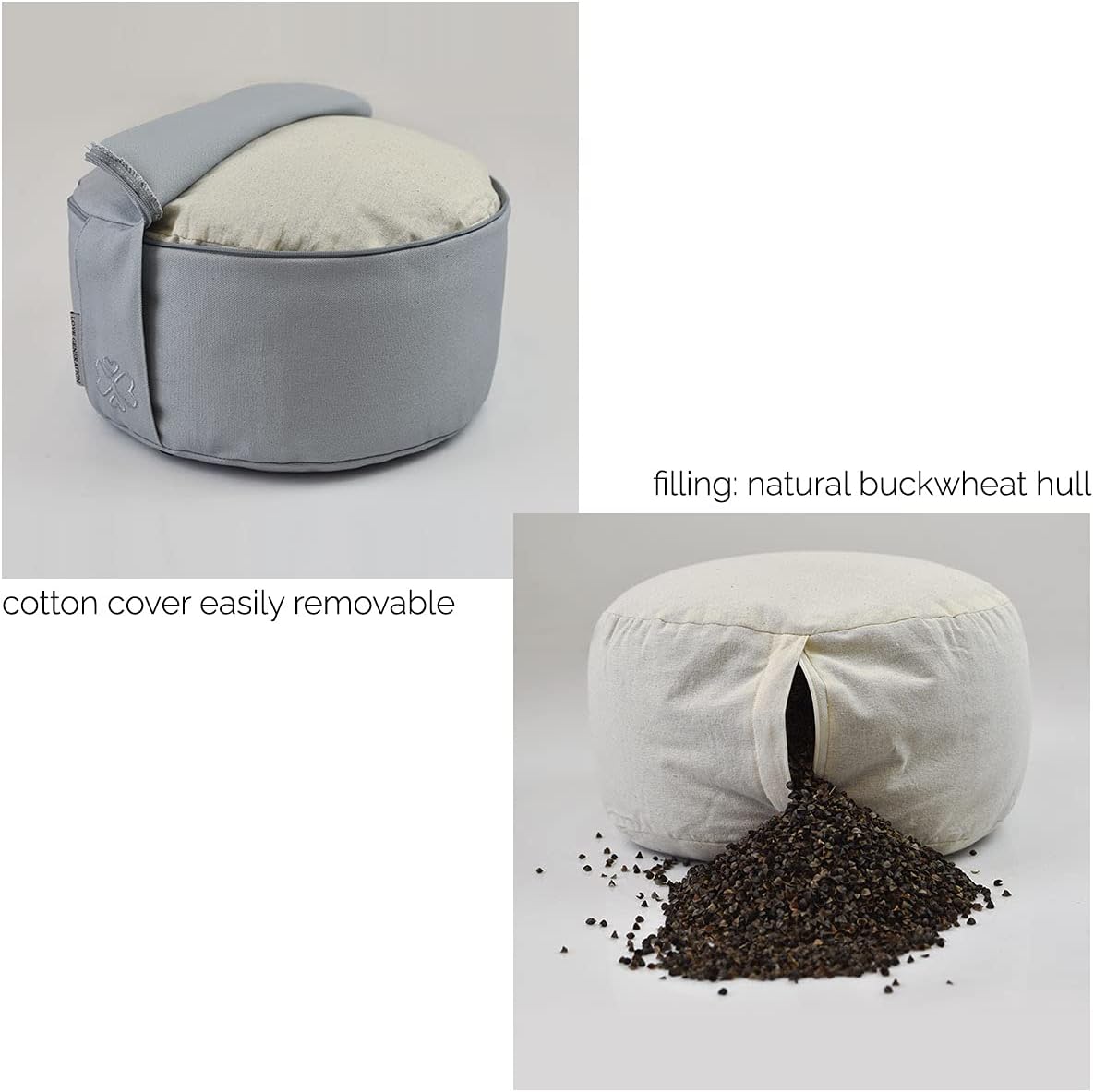 Love Generation Meditationskissen, Yogakissen, rund, Durchmesser 30 cm, verstellbare Sitzhöhe bis 15 cm, waschbarer Baumwollbezug, Füllung aus Buchweizenaufstrich (Blütenvögel). – Bild 7