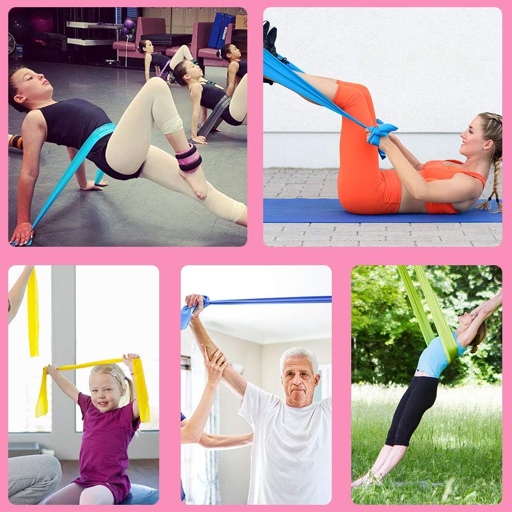 Fitnessband Gymnastikband Fitnessbänder - 2 STÄRKEN 8-10kg/12-15kg Premium Lang 1,8/2 Meter Übungsband Widerstandsbänder für Yoga, Pilates, Crossfit, Rehabilitation – Bild 3